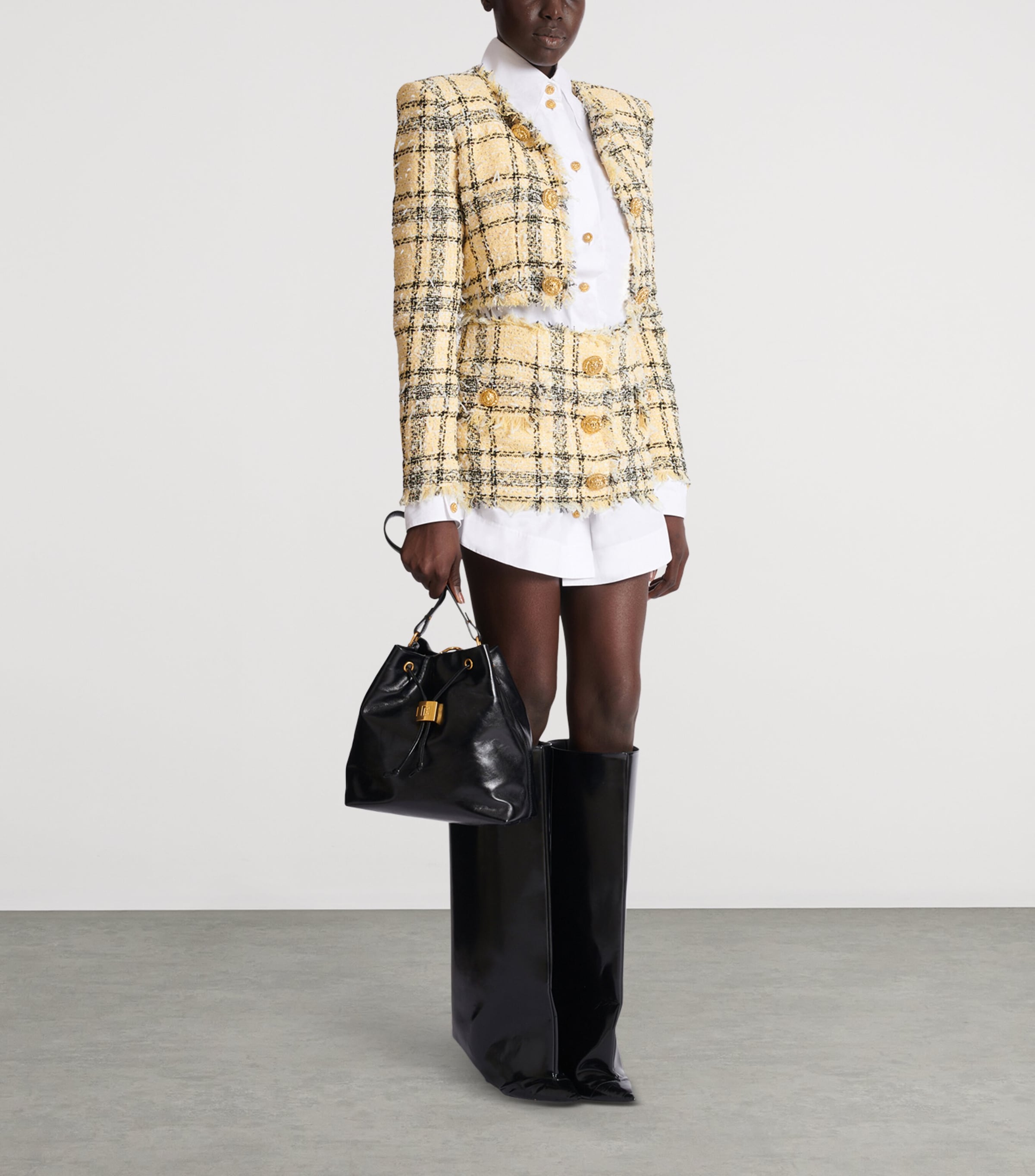 Tweed Sequinned Check Mini Skirt AAA MULTICOLORE Image 3