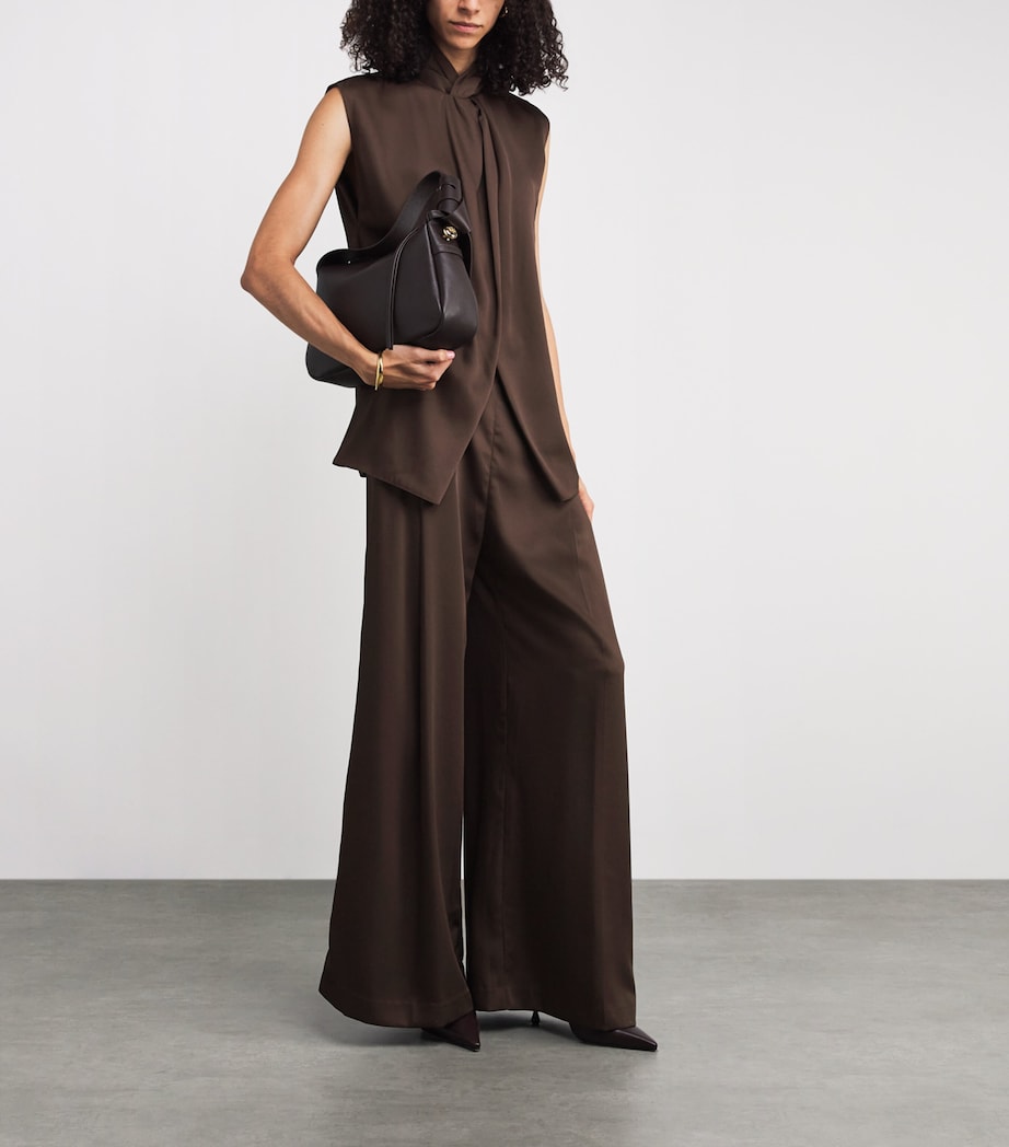 Satin Aaron Sleeveless Top D80 BROWN Image 2