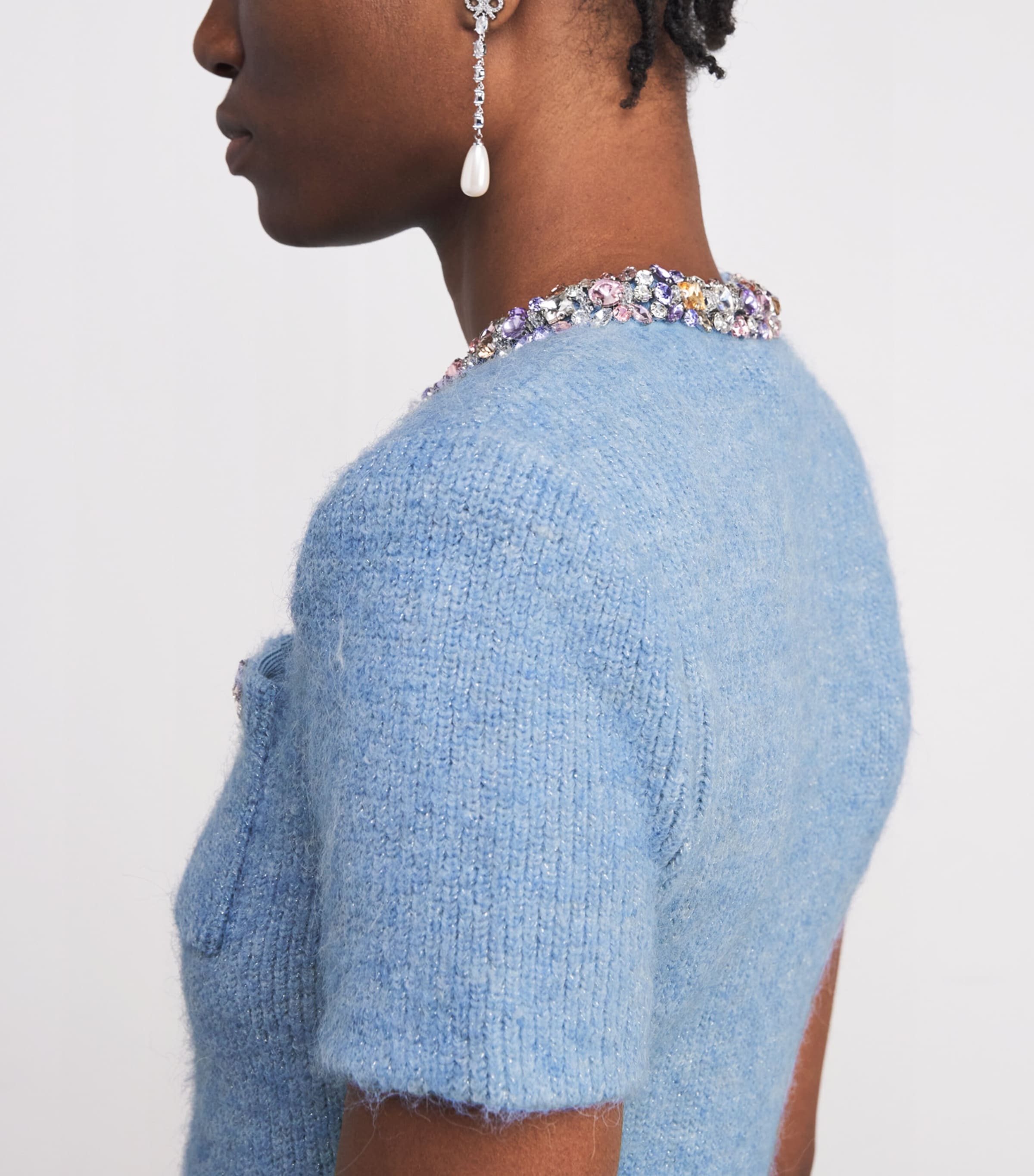 Knitted Peplum Midi Dress BLUE Image 4