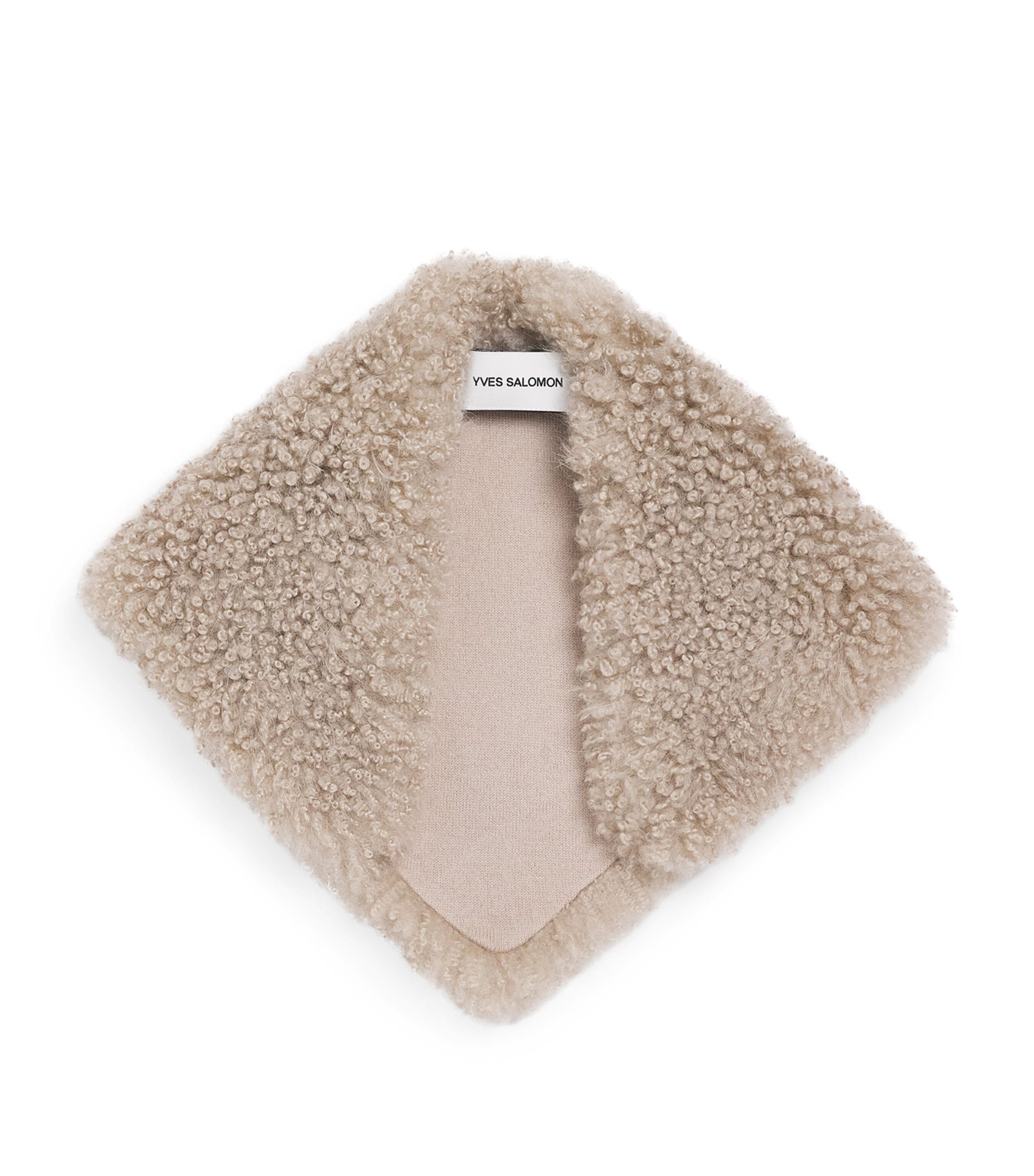 Yves Salomon Shearling-wool Bandana Scarf In Gray