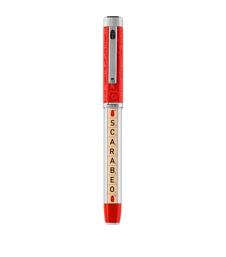 Yellow-Gold Trim Scarabeo Fountain Pen RED&SILVER Image 1