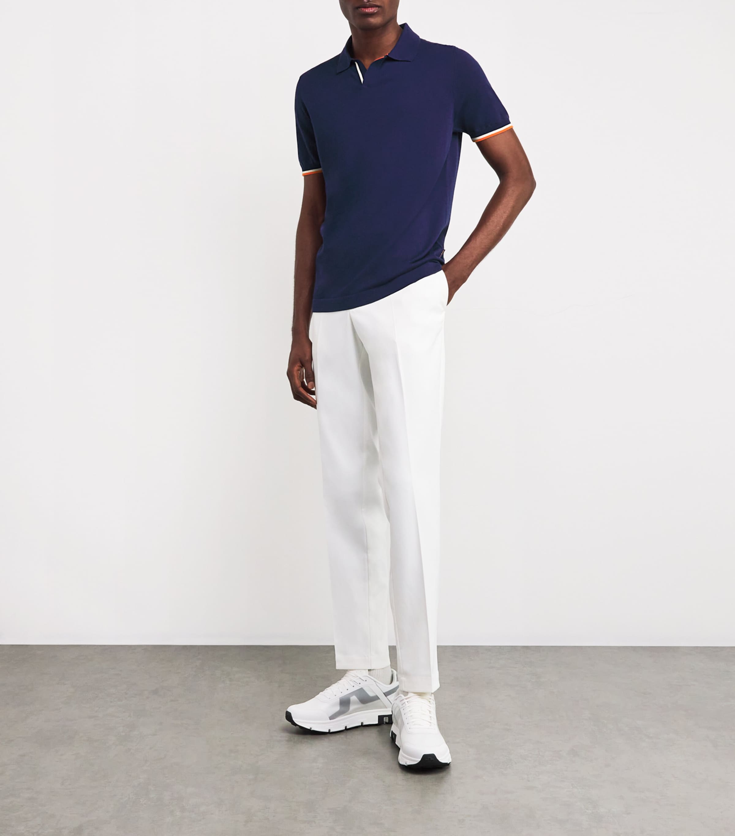 Contrast-Detail Polo Shirt U0497-NAVY Image 2