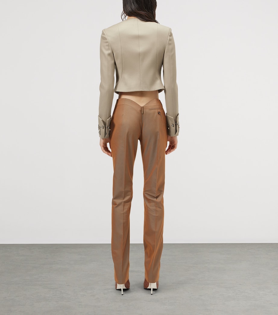 McQueen Womens Wool Beaded Cropped Jacket Image 3