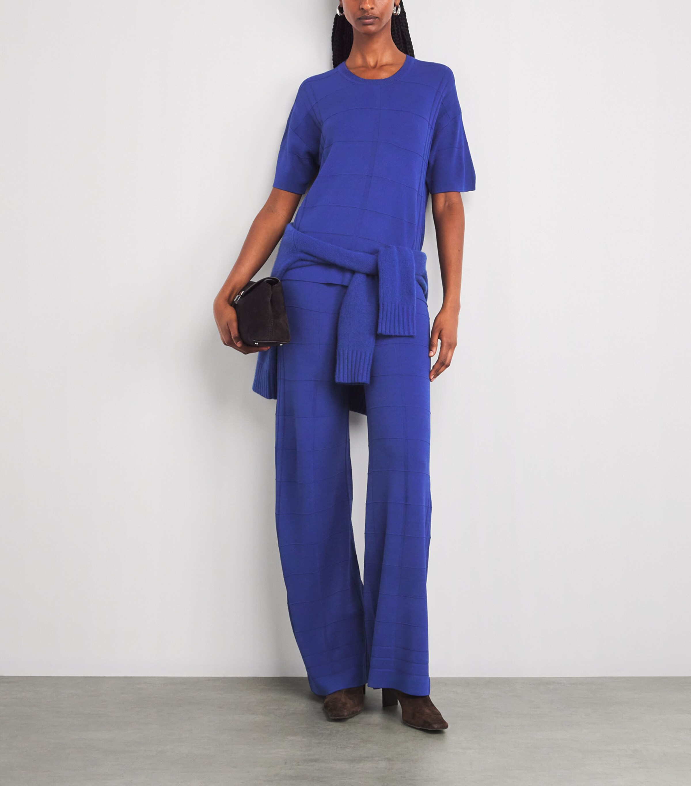 Joseph Womens Grid Knit T-Shirt Cobalt Image 2