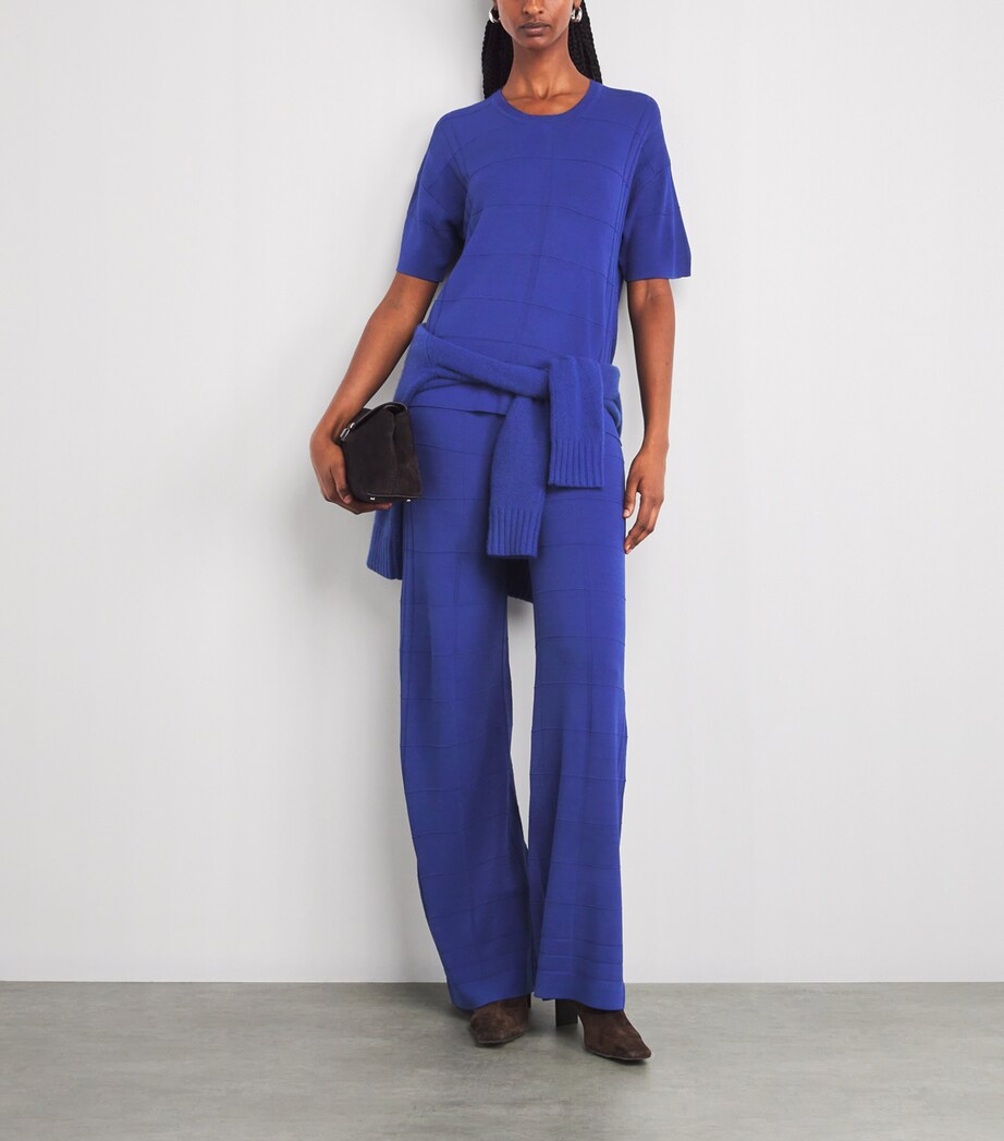 Joseph Womens Grid Knit T-Shirt Cobalt Image 2