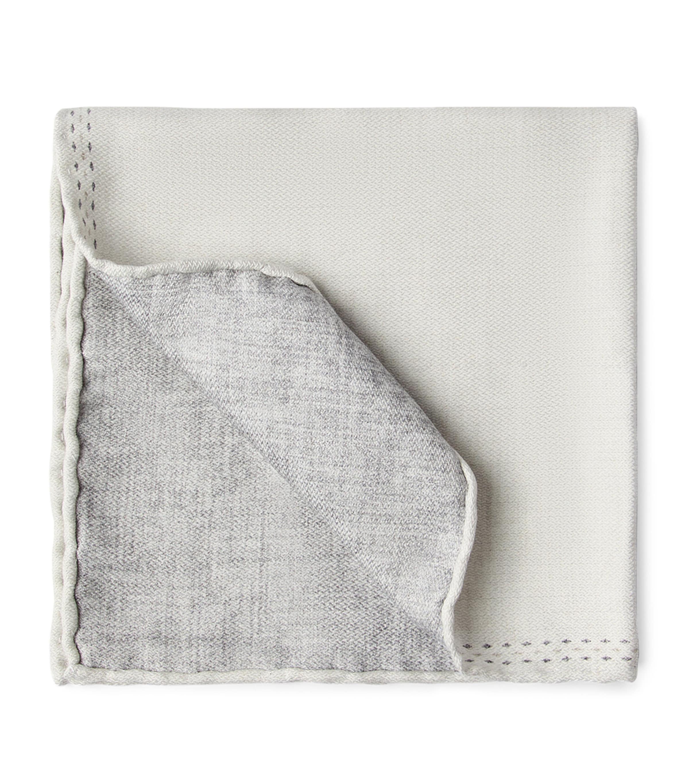 Brunello Cucinelli Silk Logo Pocket Square In Yellow
