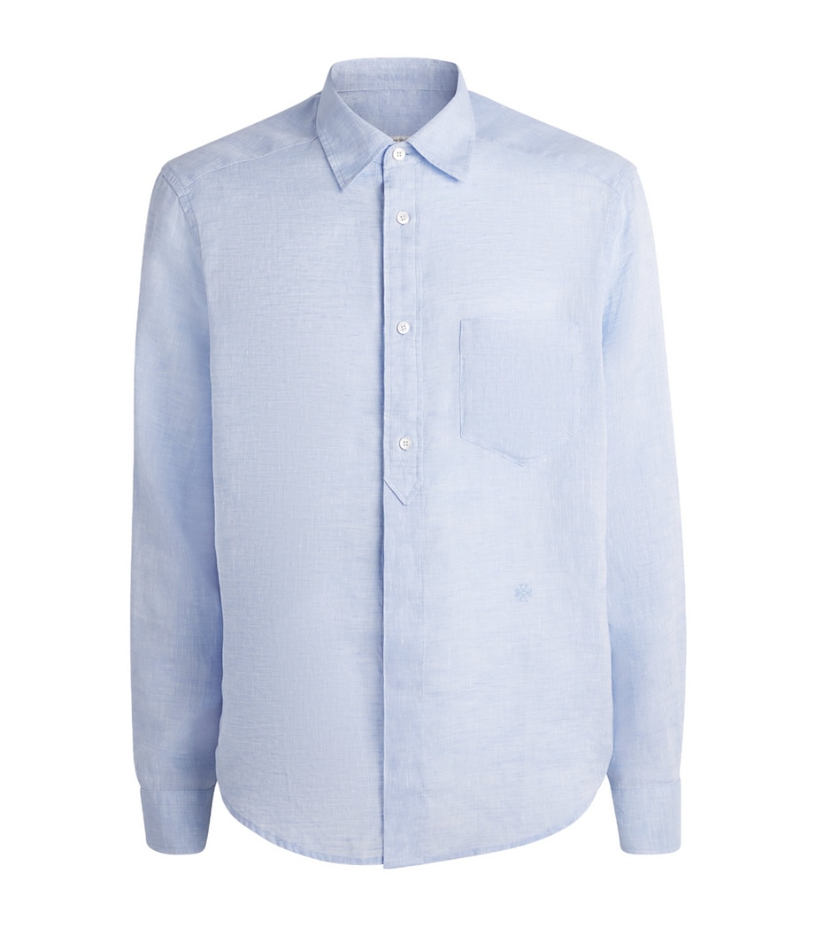 JACOB COHËN Mens Linen Long-Sleeve Shirt Violet Image 1