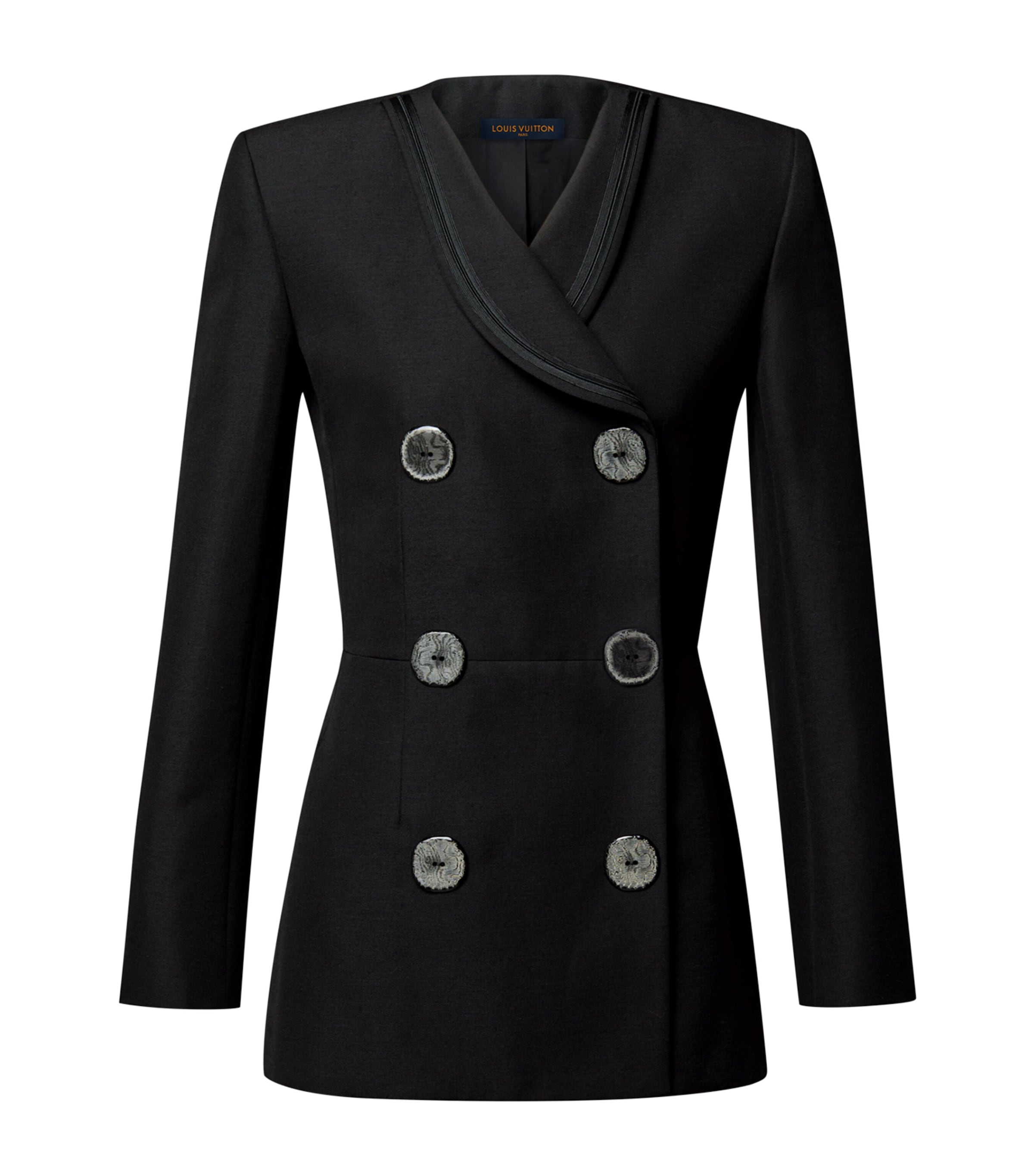LOUIS VUITTON Womens Wool-Blend Double-Breasted Blazer Noir Image 1