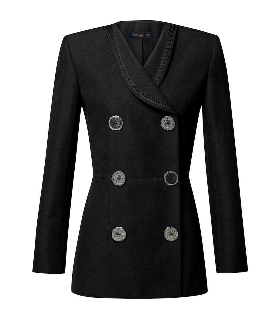 LOUIS VUITTON Womens Wool-Blend Double-Breasted Blazer Noir Image 1