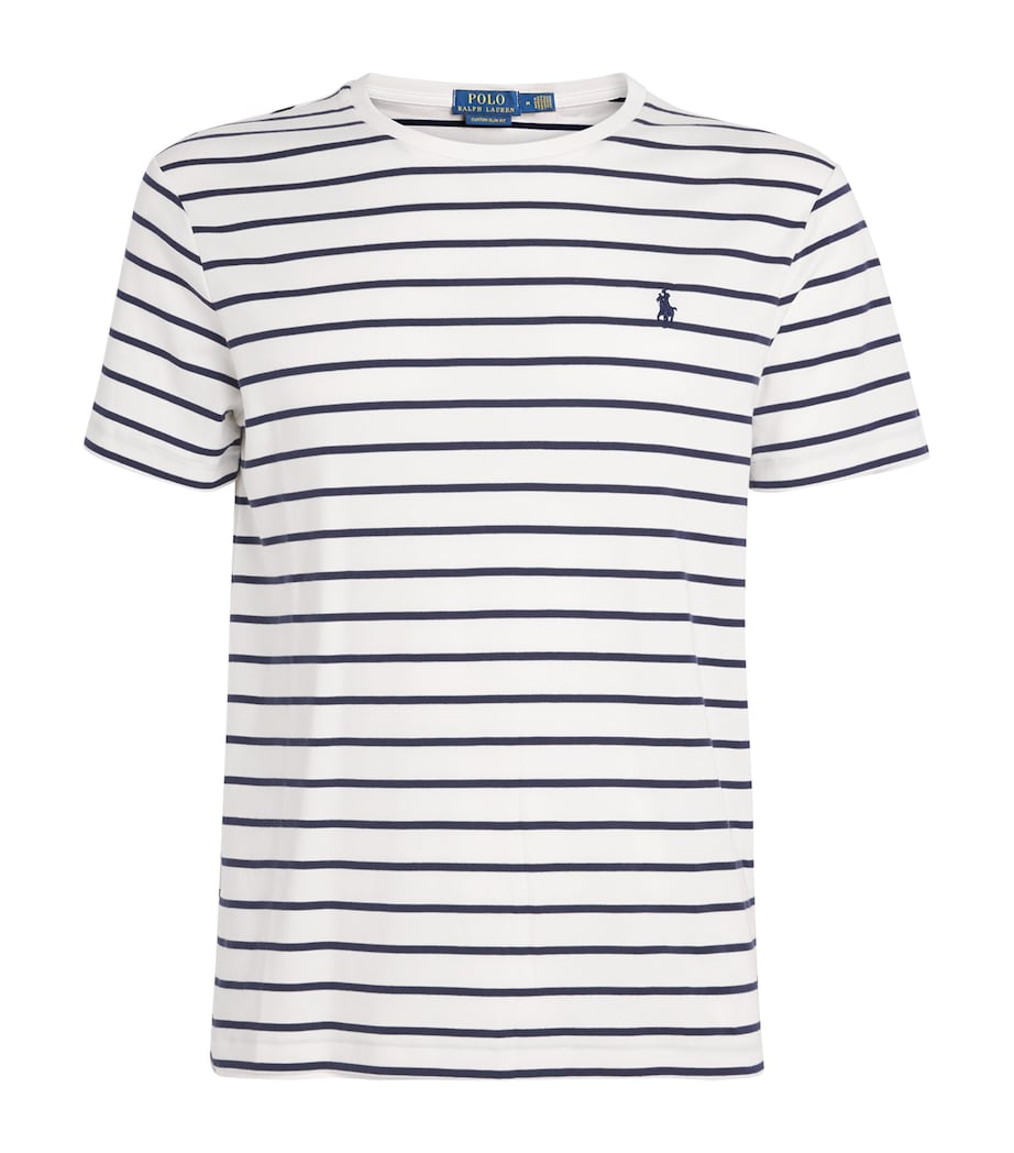 Cotton Stripe Polo Pony Slim T-Shirt WHITE/REFINED NAVY Image 1
