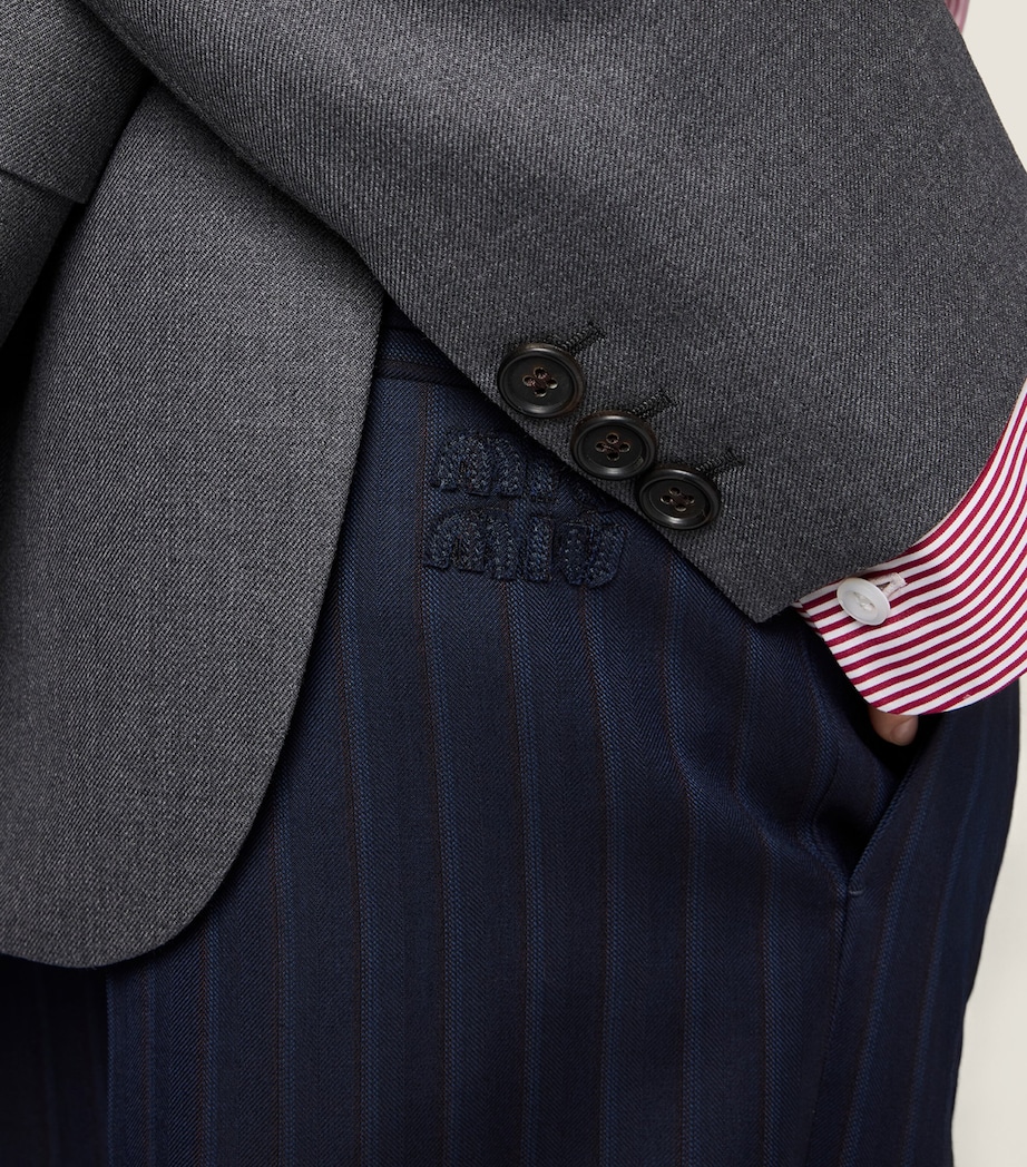 Miu Miu Womens Fleece Wool Pinstripe Trousers Blue Image 6