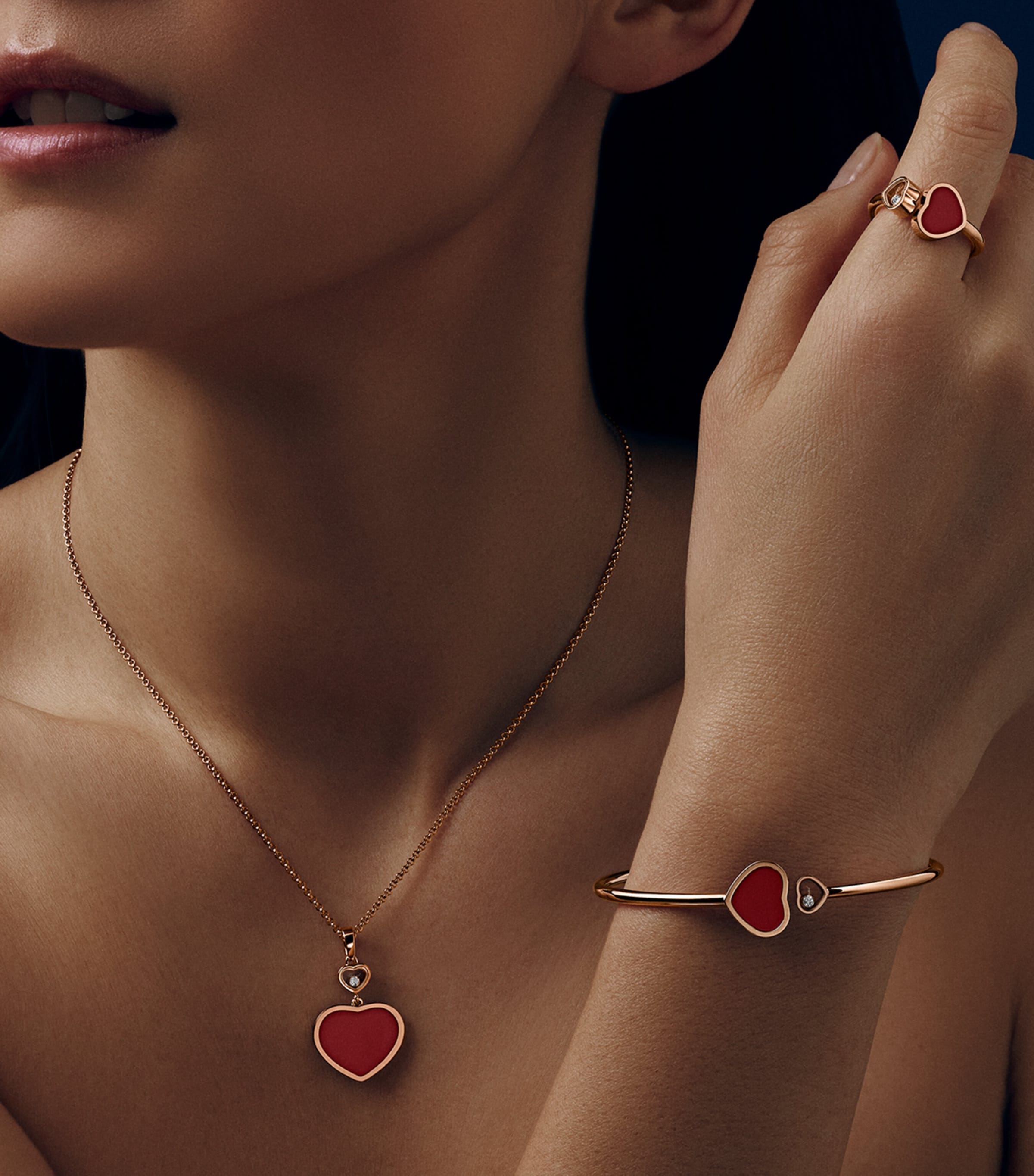 Rose Gold And Diamond Happy Hearts Pendant 18K ROSE GOLD Image 5