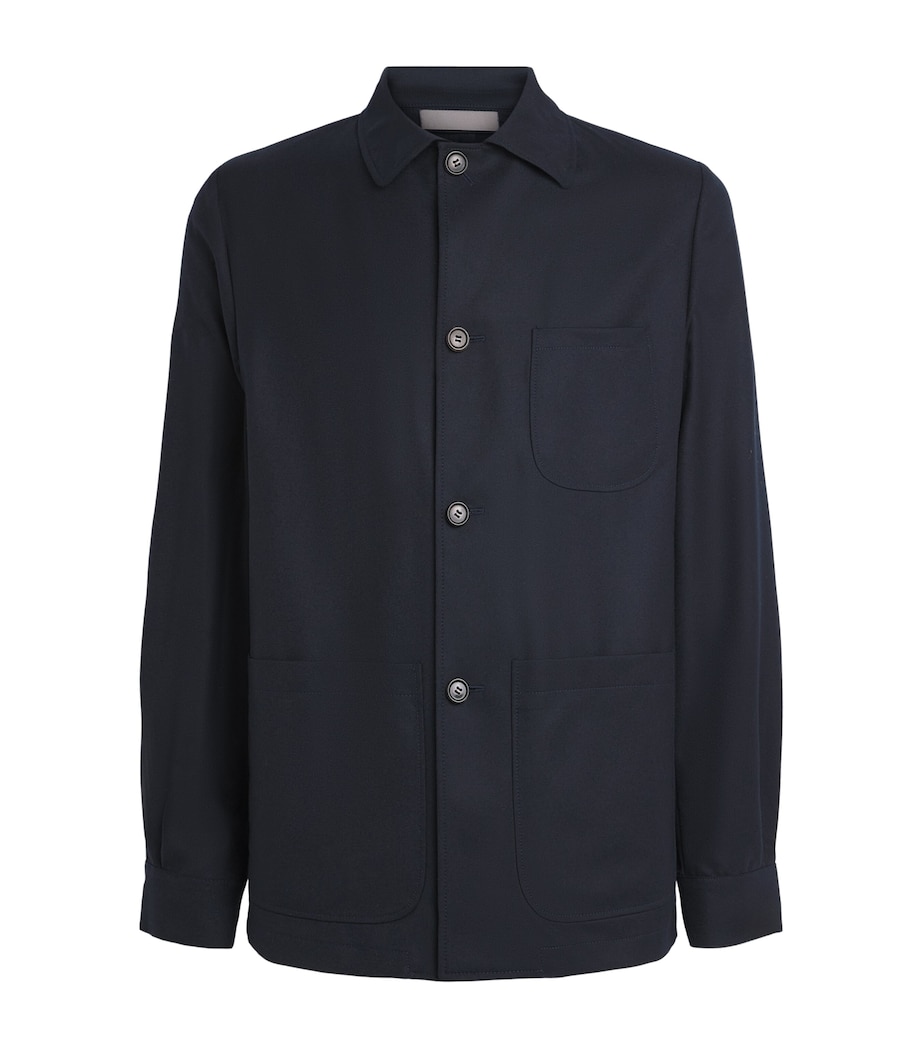 Corneliani Mens Virgin Wool Overshirt Navy Blue Image 1