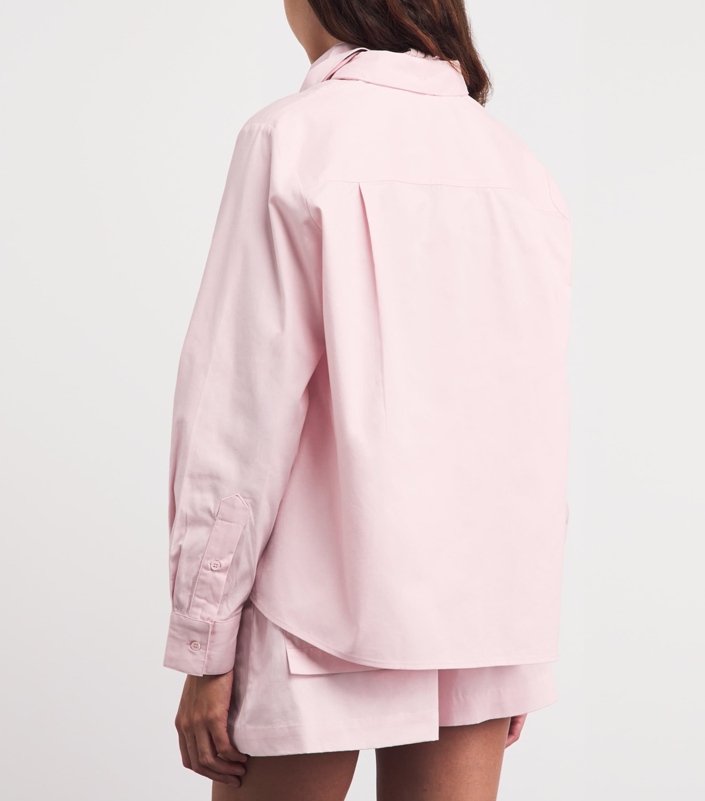 Maje Womens Cotton Scarf-Detail Shirt Pink Image 5