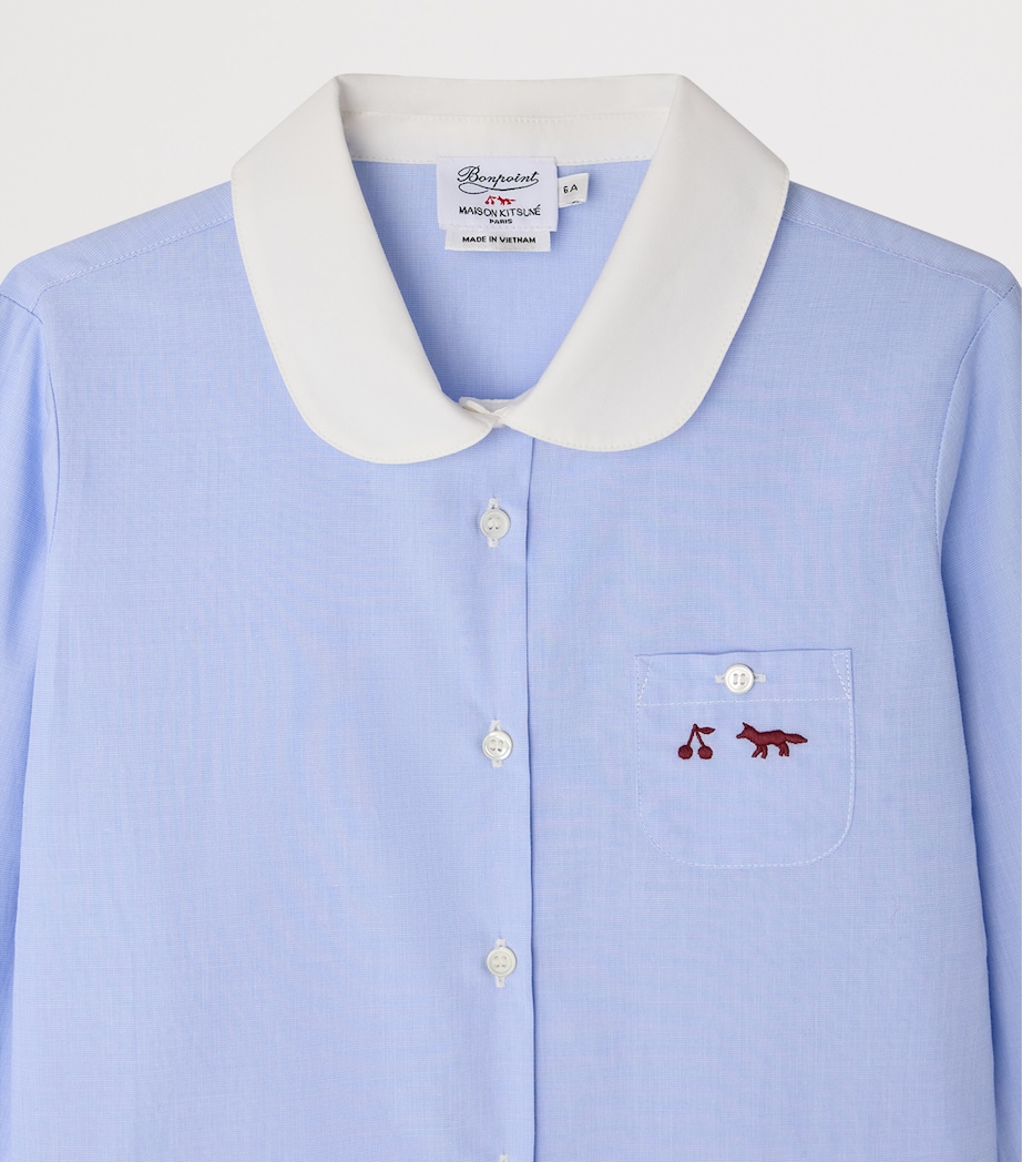 Bonpoint x Maison Kitsuné Cotton Embroidered Shirt (14 Years) Bleu Image 3