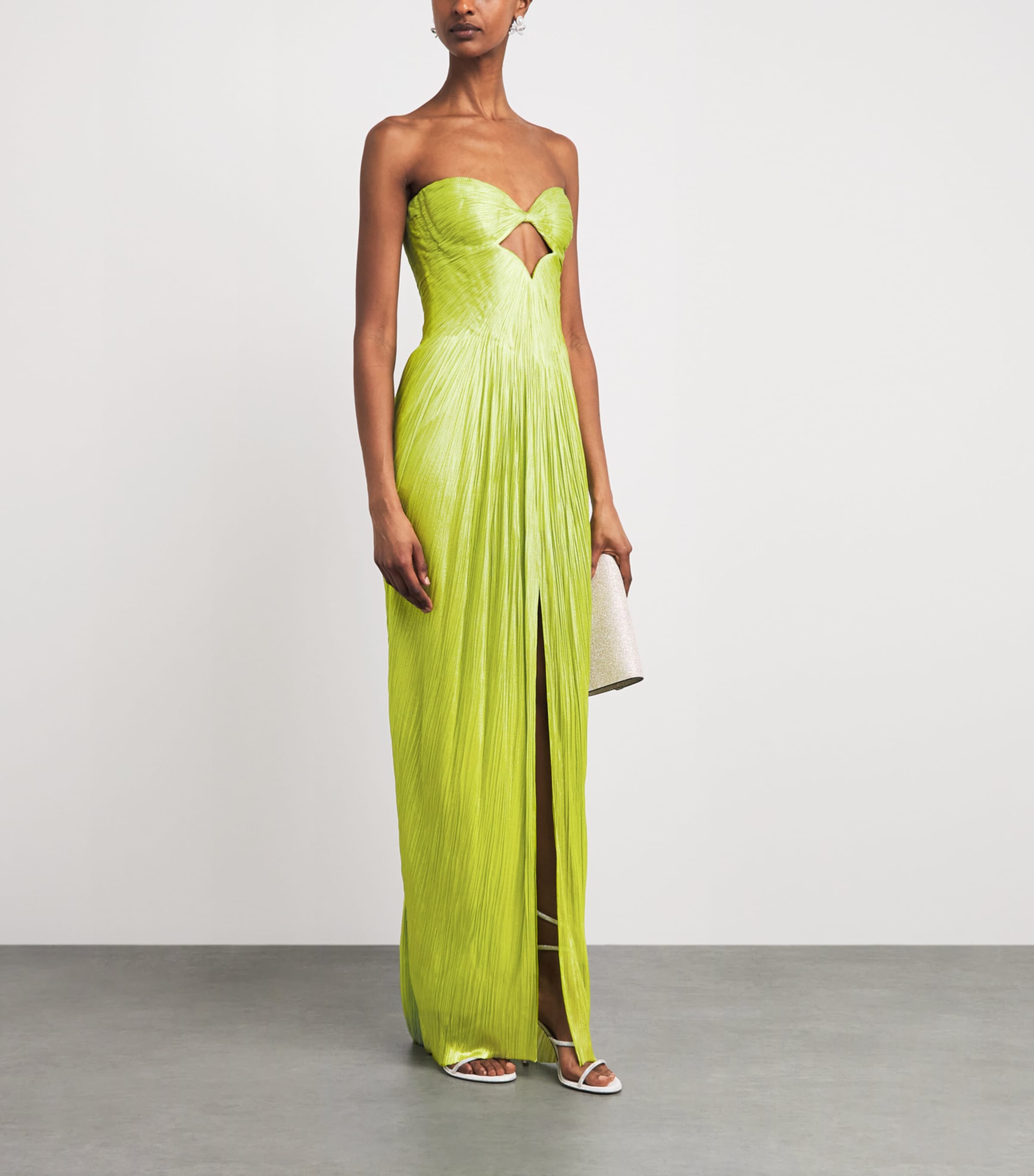 Maria Lucia Hohan Womens Silk Stephanie Bustier Gown Lime Image 2