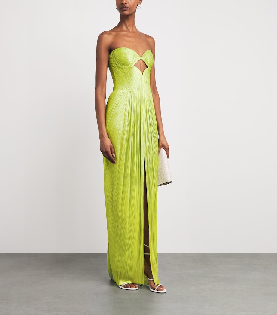 Maria Lucia Hohan Womens Silk Stephanie Bustier Gown Lime Image 2