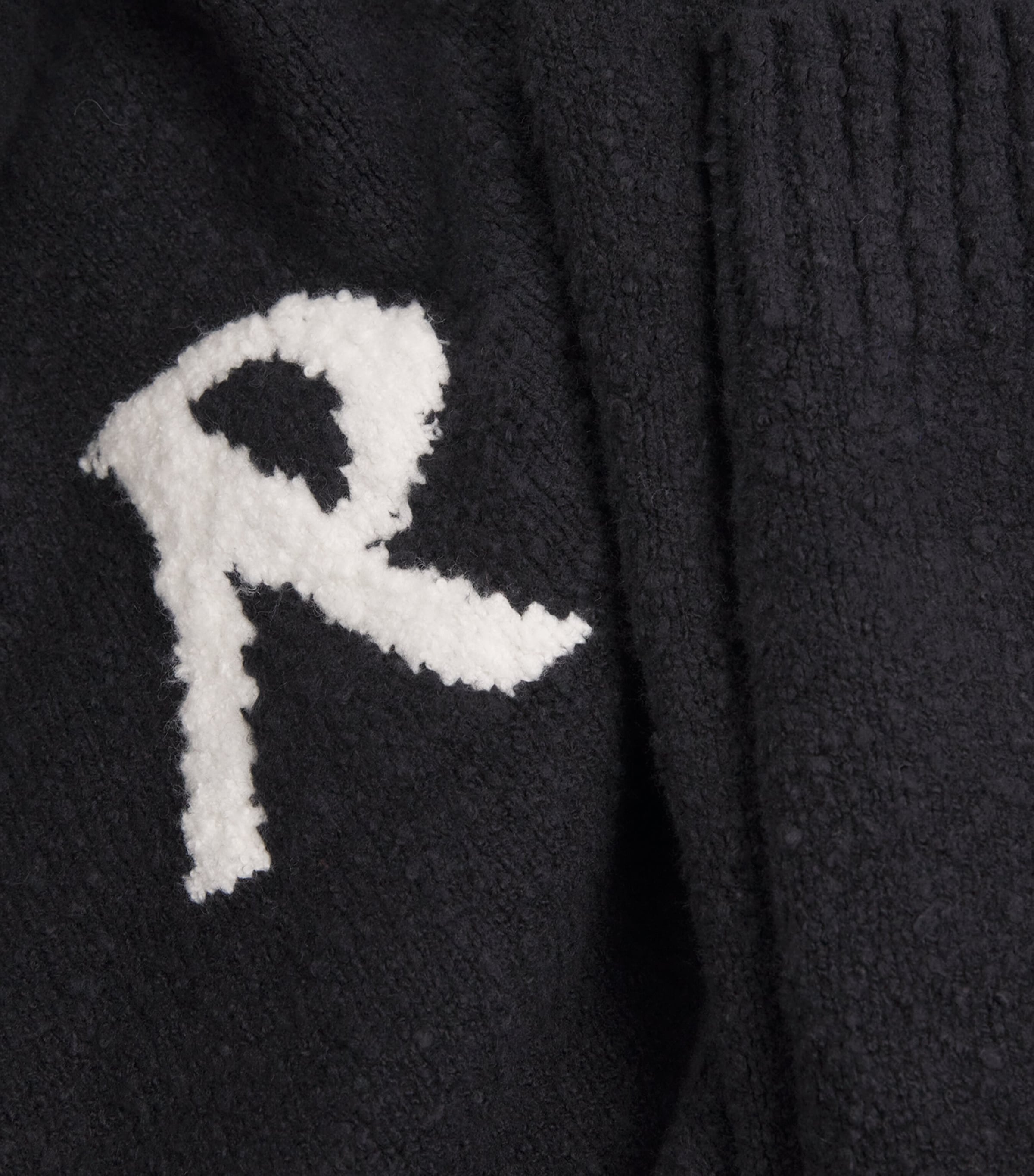 Cotton-Blend Bouclé Polo Sweater JET BLACK Image 5