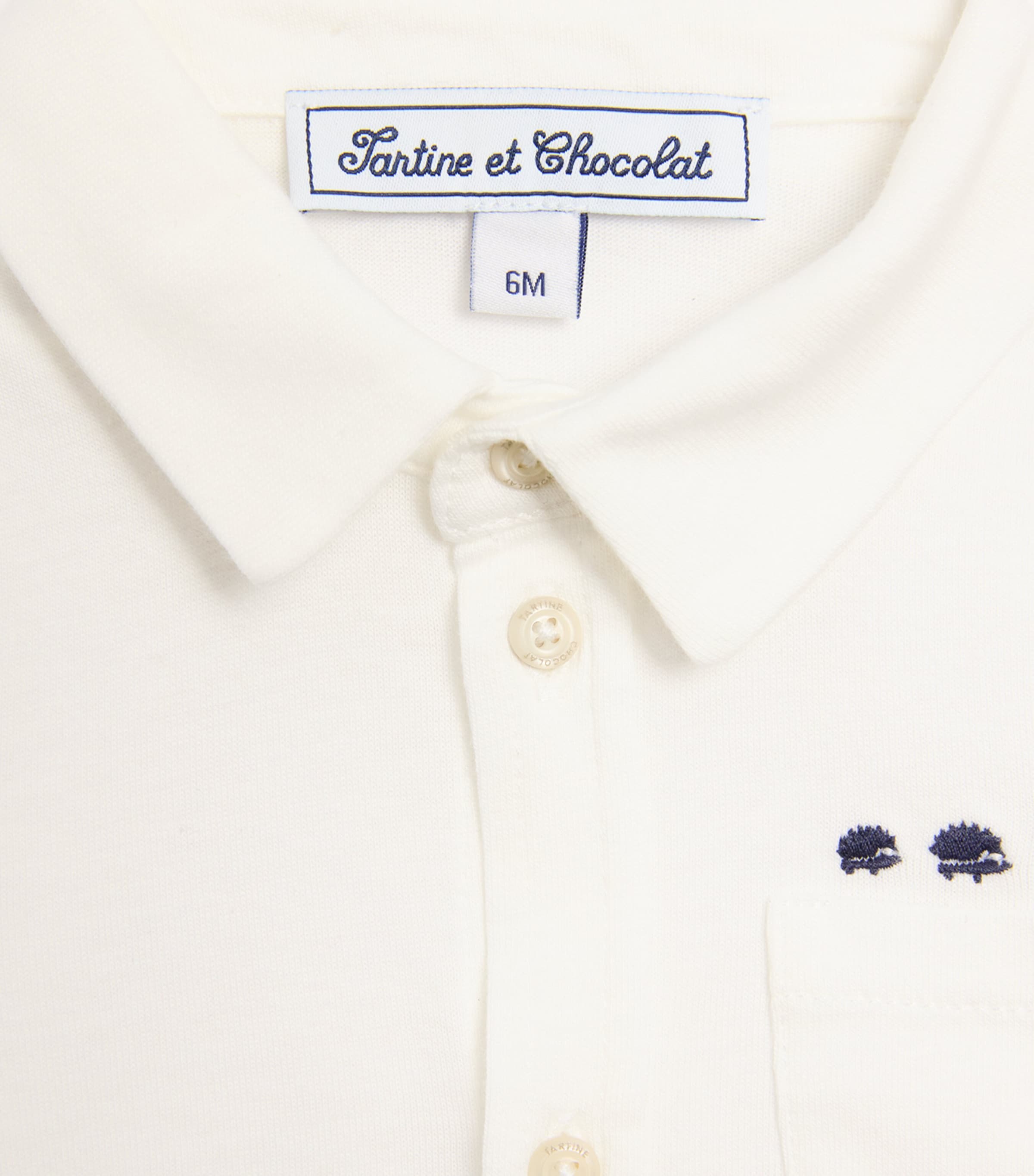 Tartine et Chocolat Cotton Embroidered Shirt (3 Months-4 Years) Nacre Image 3