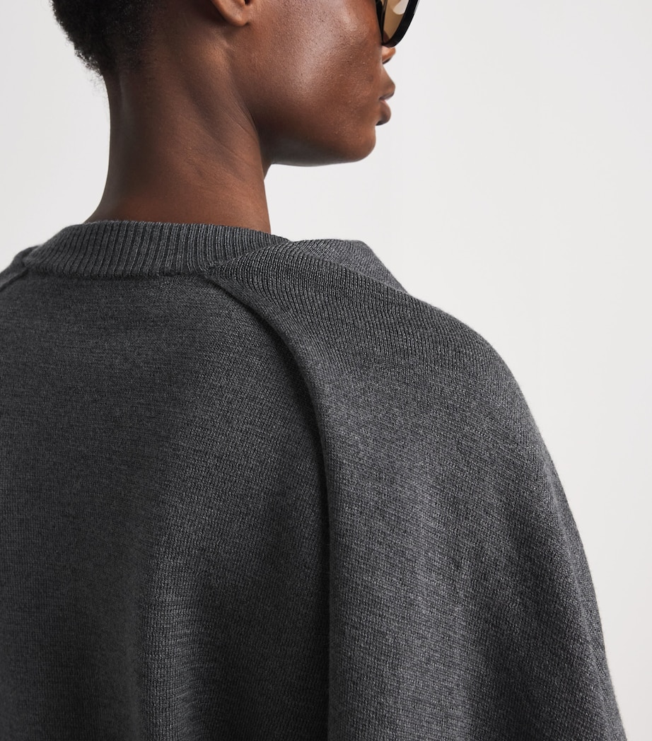 Róhe Womens Wool Cape Sweater Drk Grey Melange Image 3