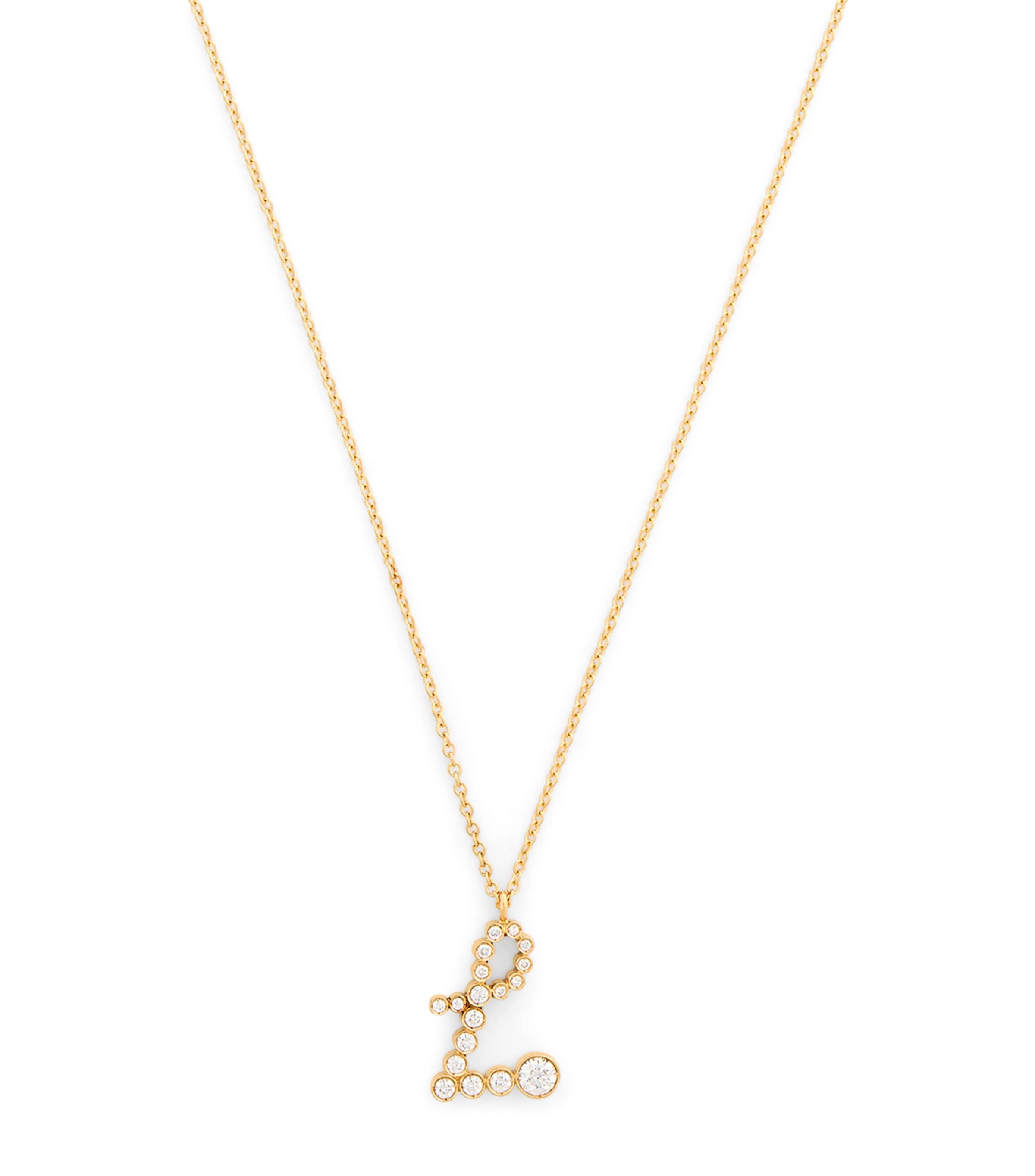 Sophie Bille Brahe Yellow Gold And Diamond Soprano 'l' Necklace In Gold