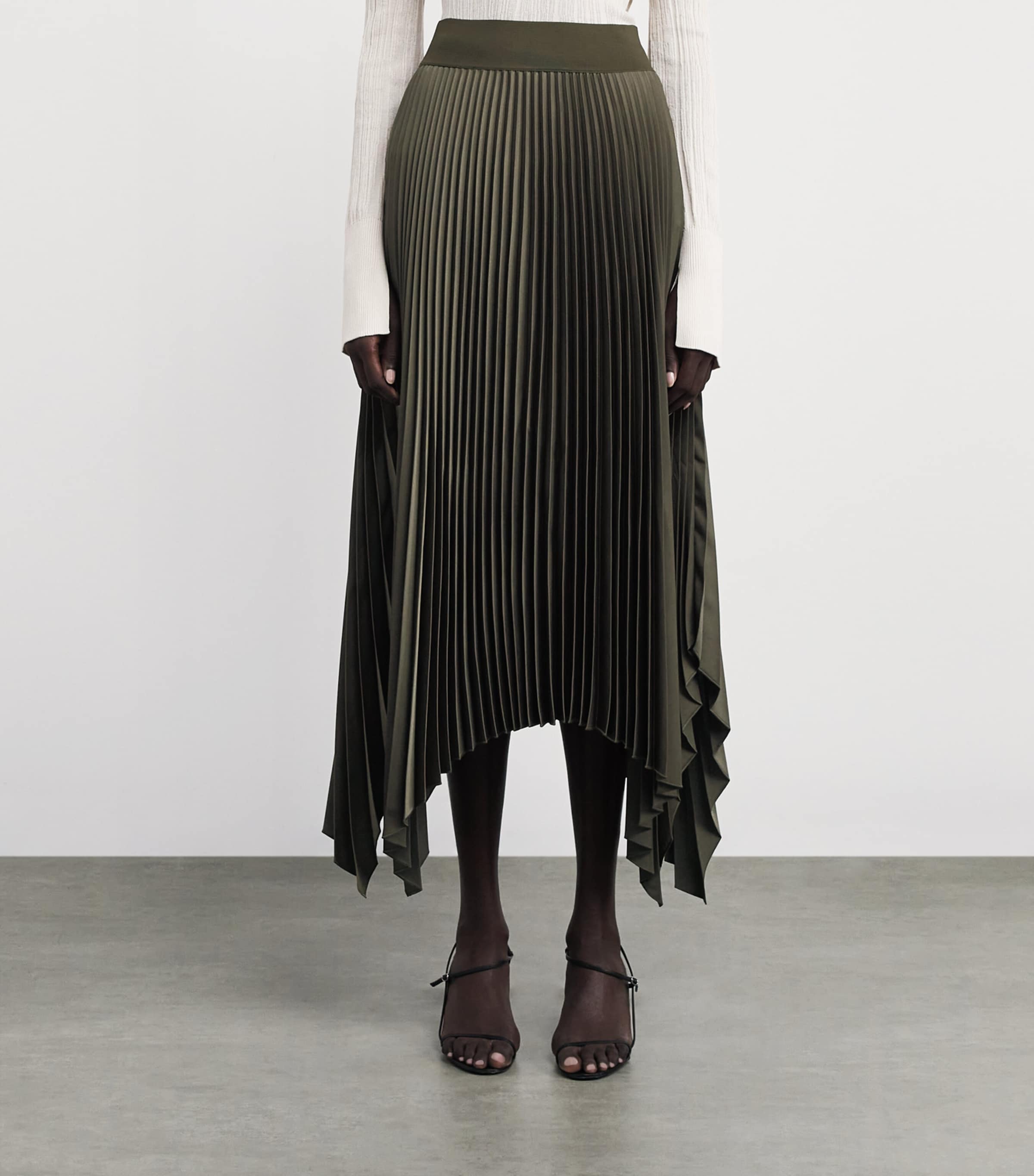Joseph Green Crepe Plissé Ade Midi Skirt | Harrods US