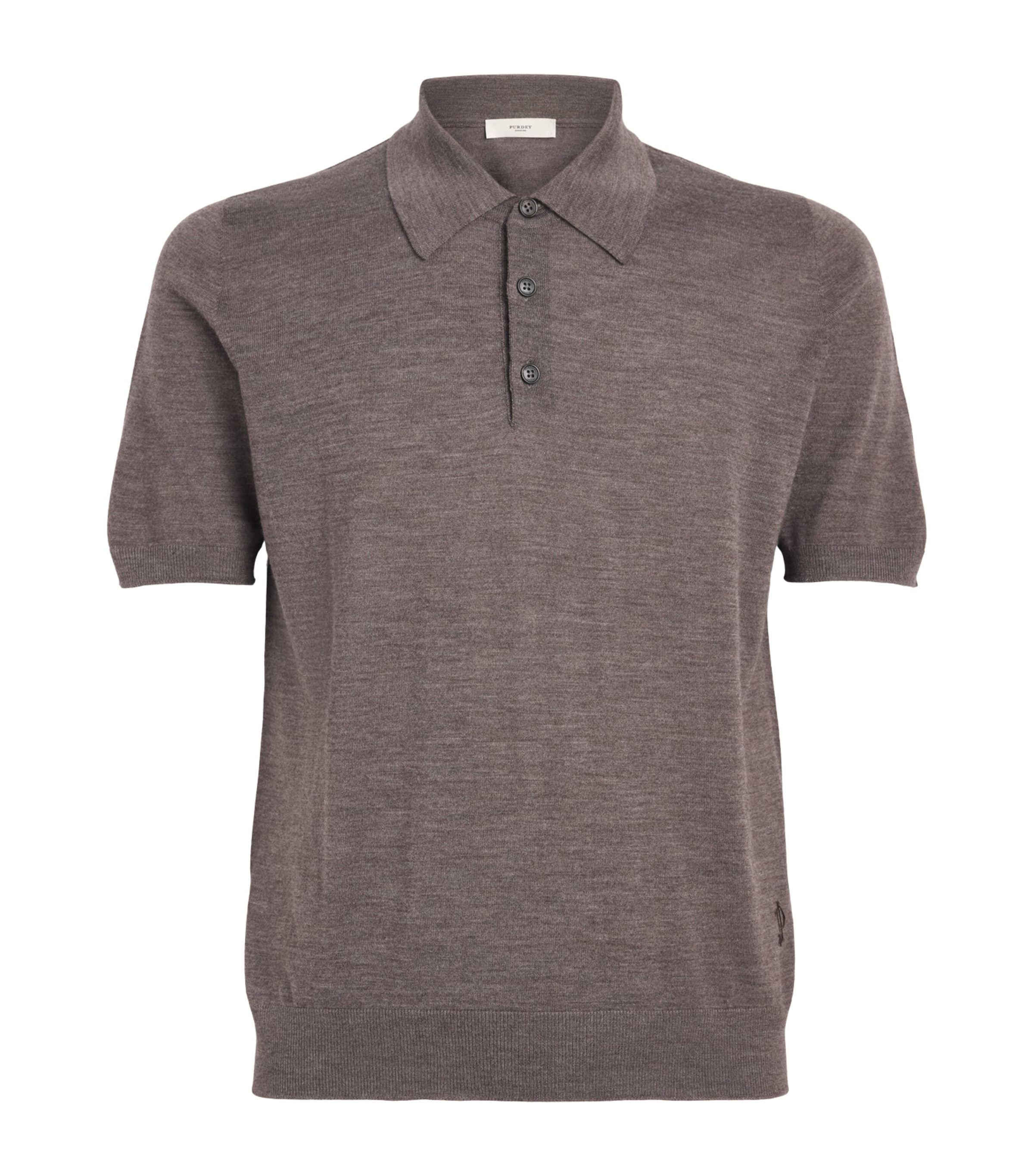Purdey Mens Wool Polo Shirt Hazelnut Image 1