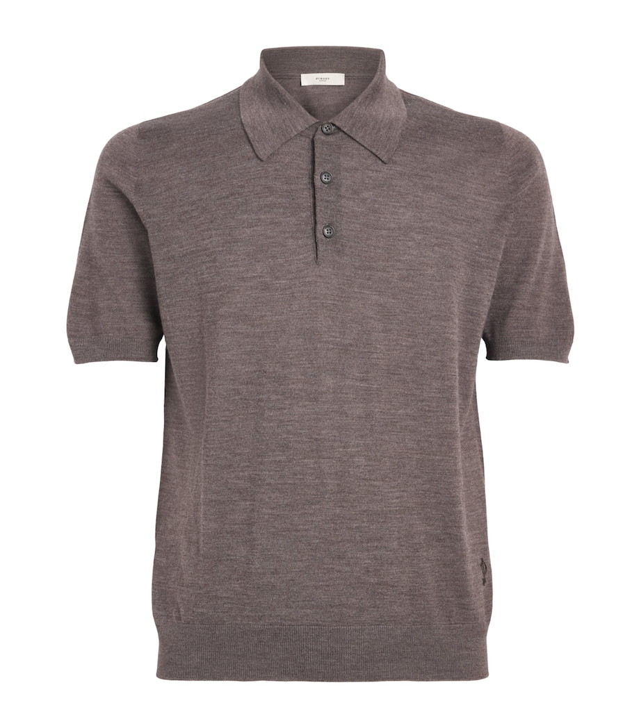 Purdey Mens Wool Polo Shirt Hazelnut Image 1