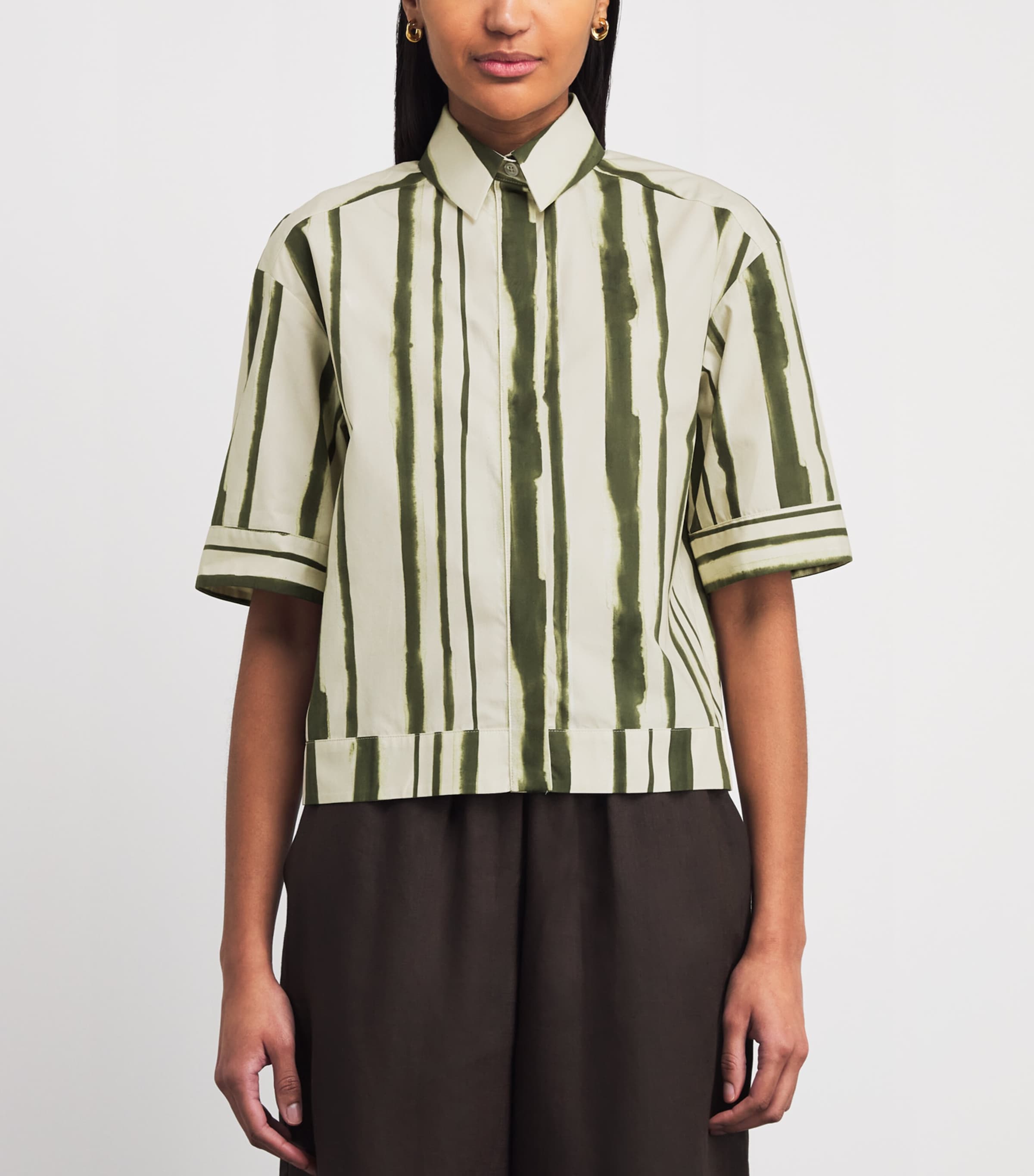 Cotton Printed Shirt 003 MOSS GREEN Image 4