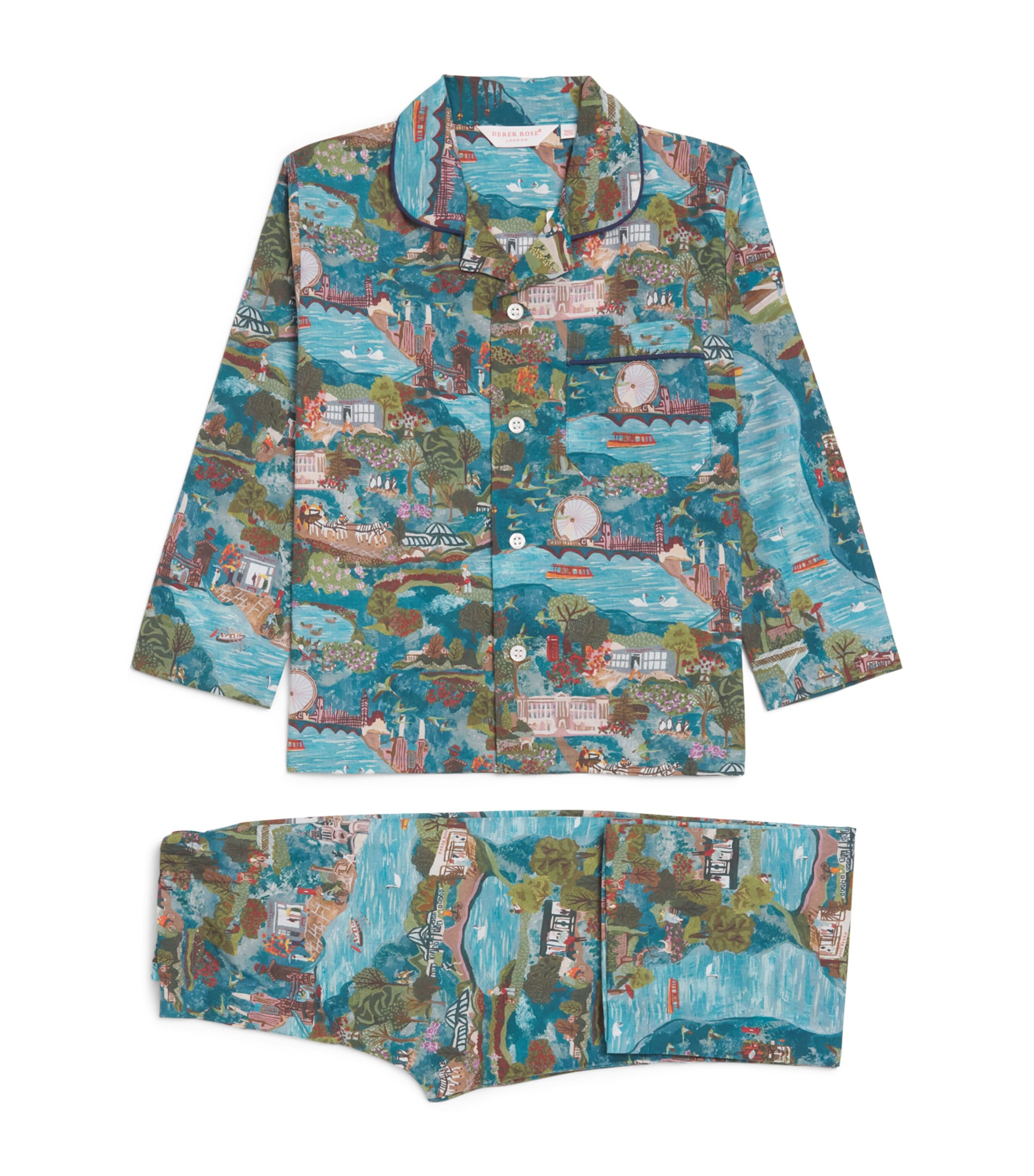 Derek Rose Kids Cotton Printed Pyjamas (3-16 Years) Multi Image 1