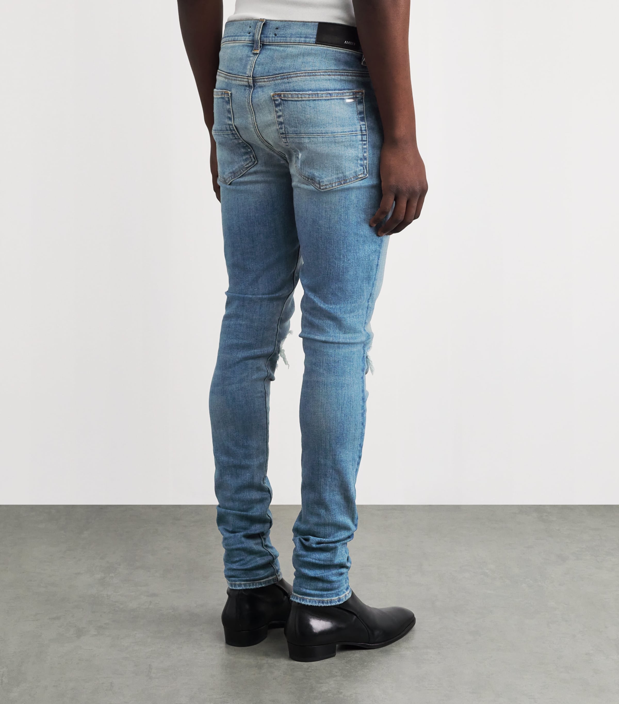 AMIRI Mens Ripped MX1 Skinny Jeans Dark Indigo Image 5