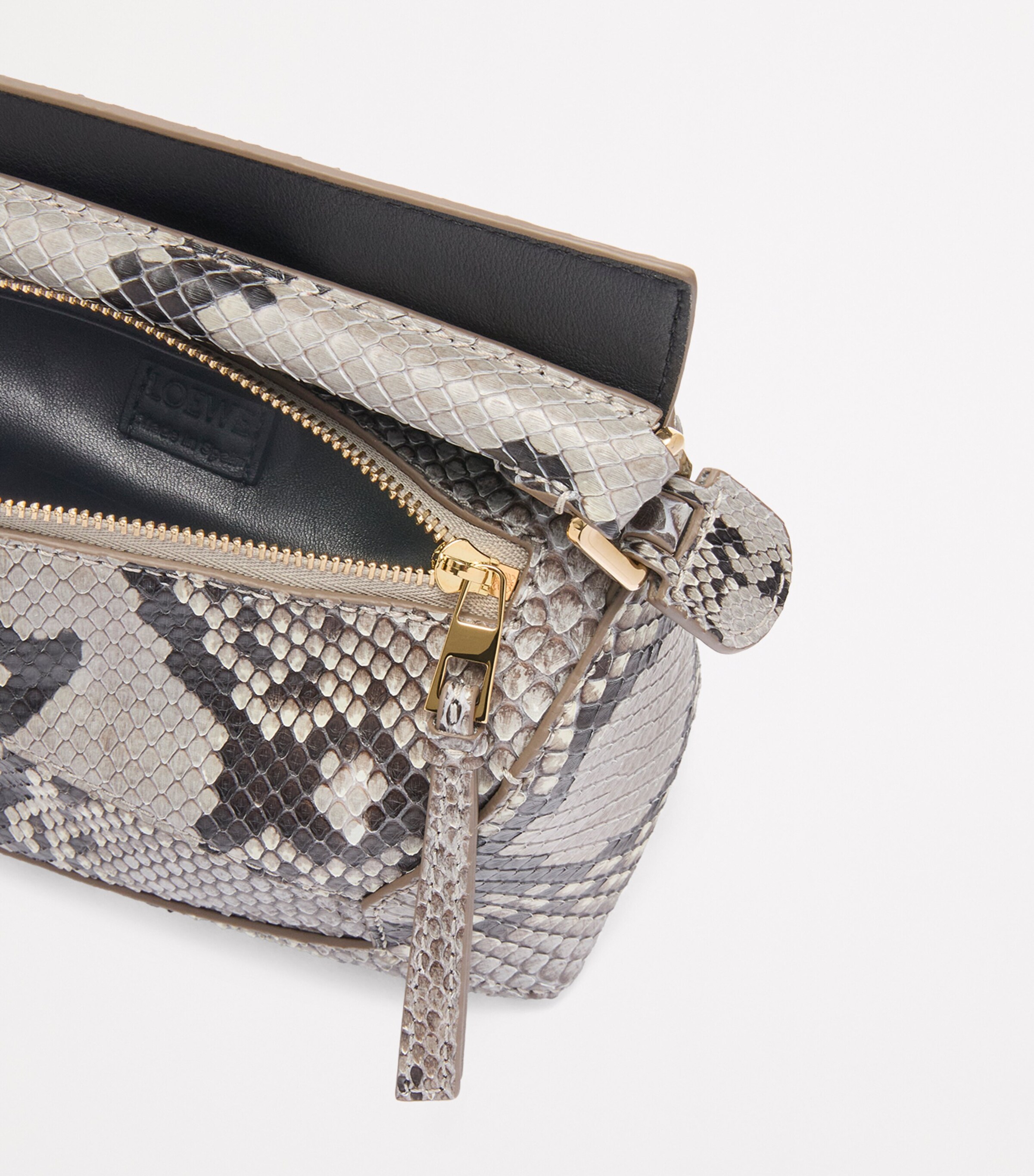 LOEWE Mini Snakeskin Puzzle Edge Top-Handle Bag Natural Image 6