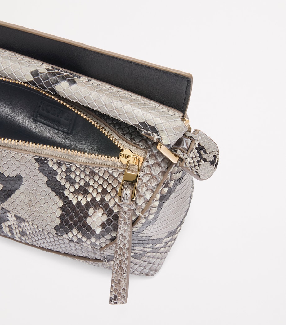 Mini Snakeskin Puzzle Edge Top-Handle Bag NATURAL Image 6