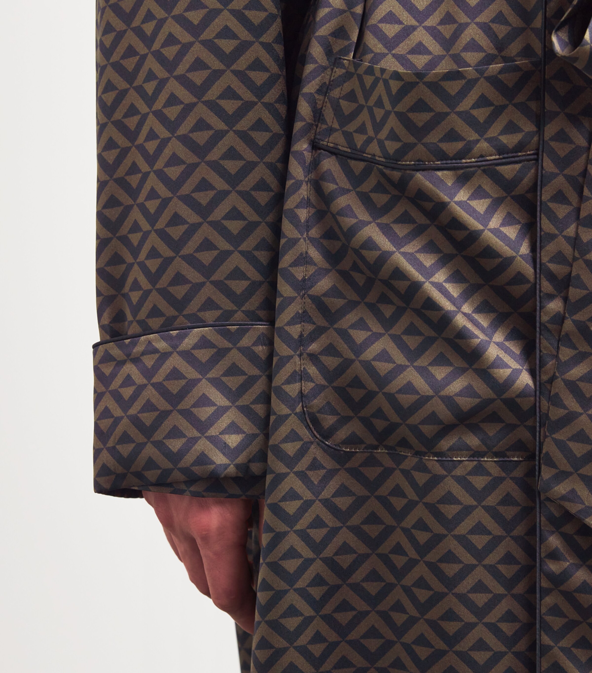 Silk Geometric Print Robe BLACK Image 4