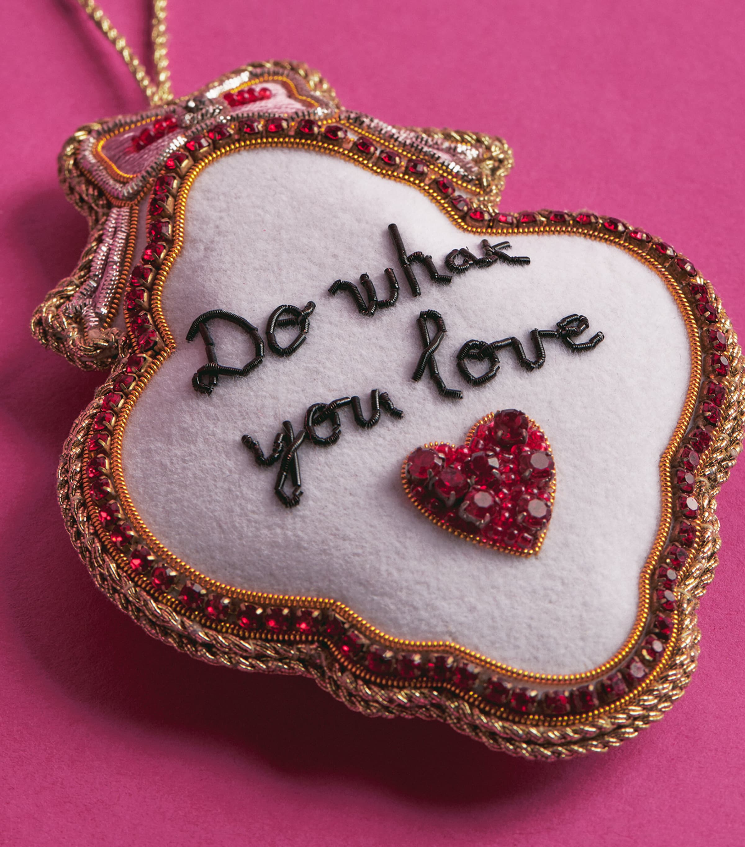 Tinker Tailor Do What You Love Pendant Tree Decoration White & Red & Silver Image 2