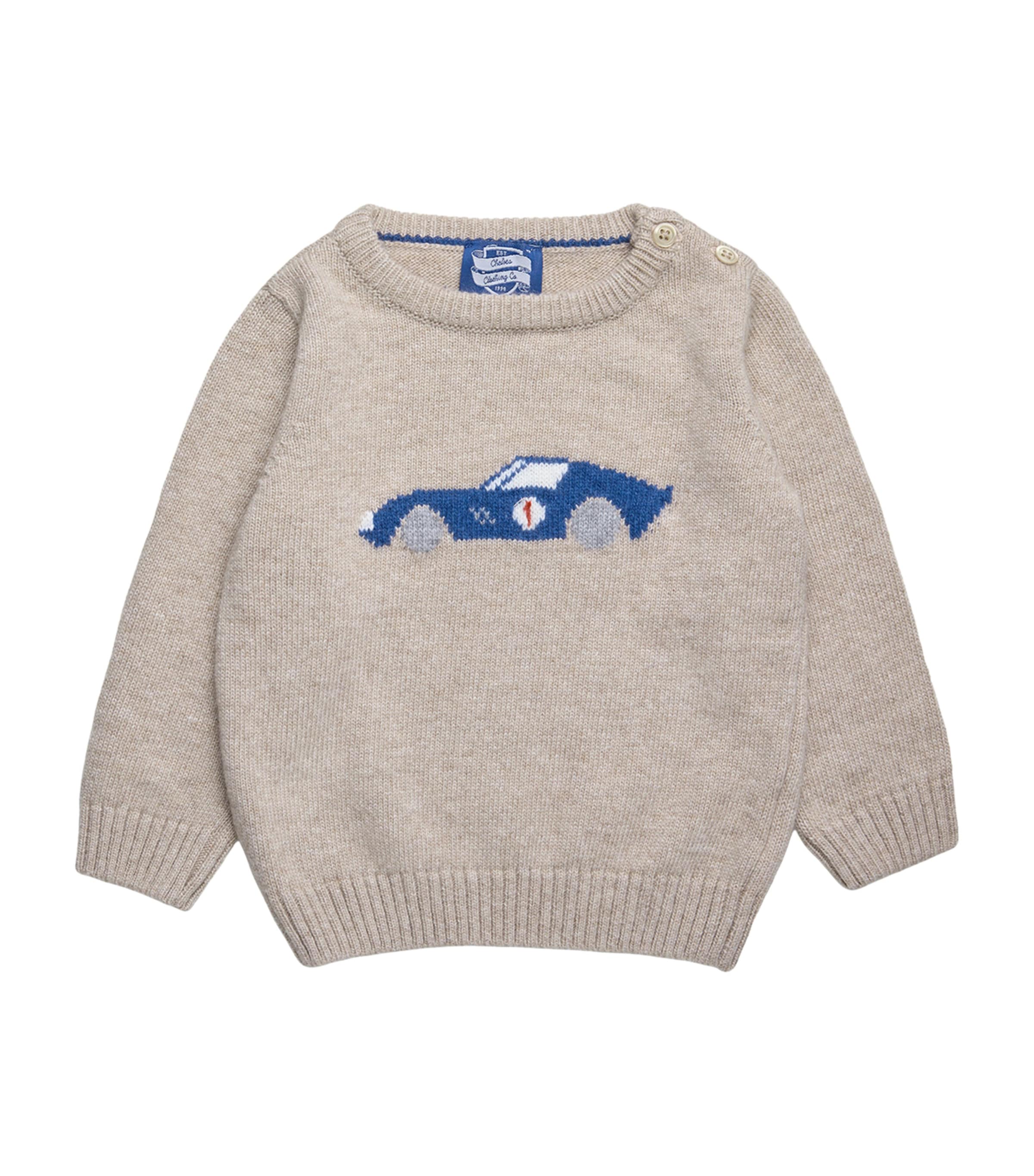 Trotters Sebastian Car Sweater (3-24 Months) Oatmeal Image 1