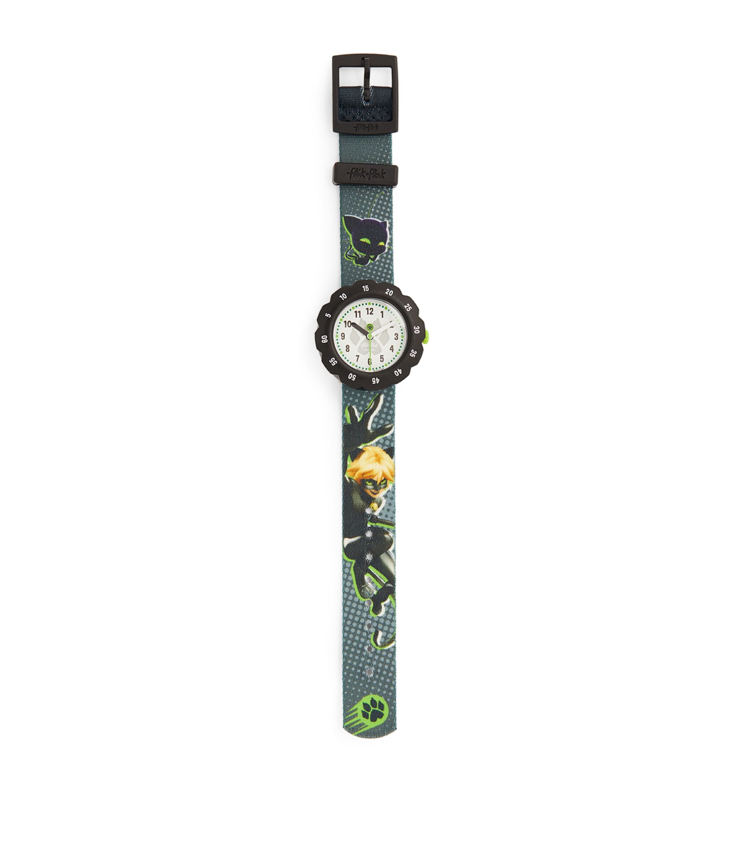 Flik Flak Kids' Miraculous Cat Noir Watch In Green