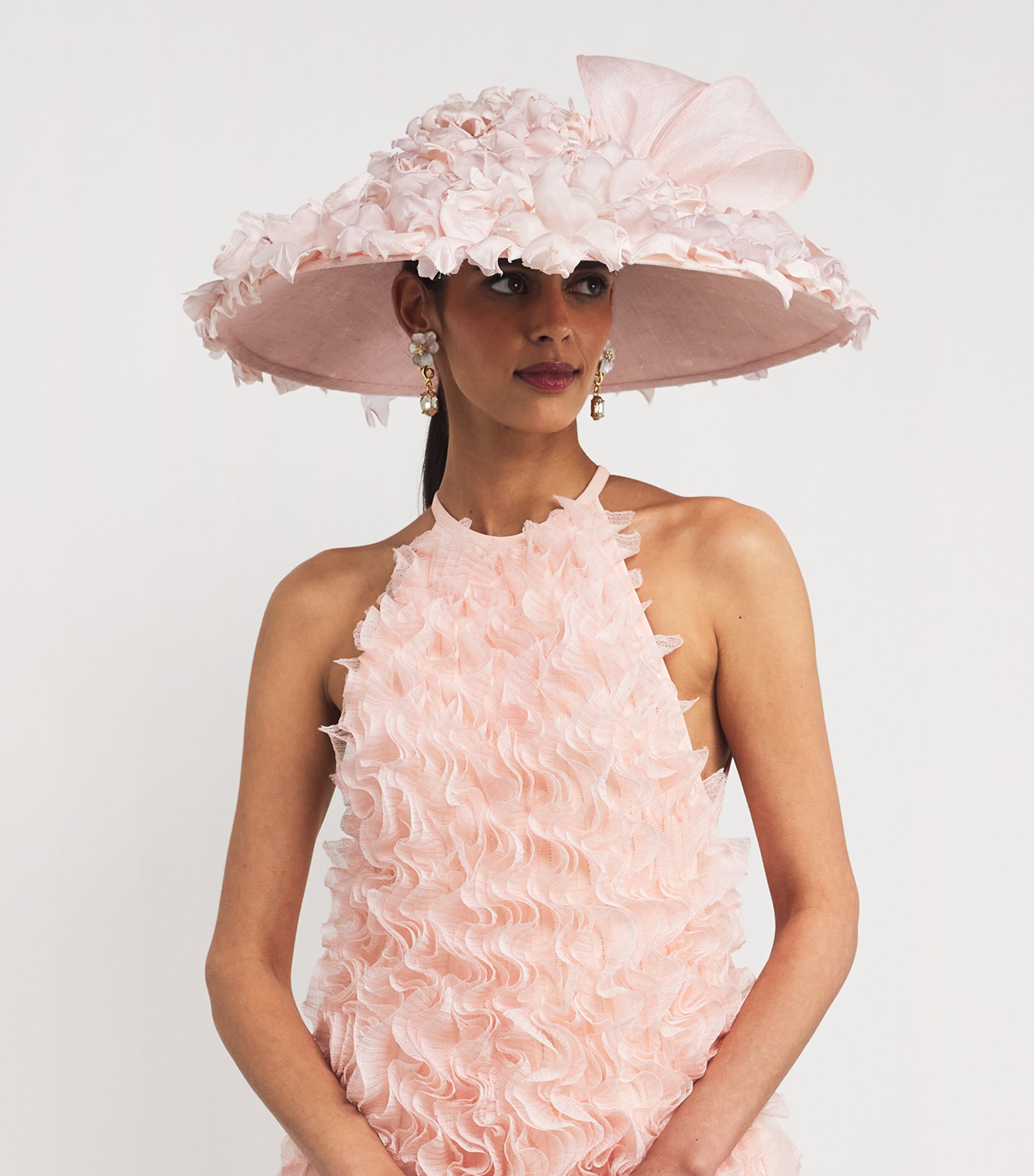 Ruffle-Detail Hat PALE PINK Image 1