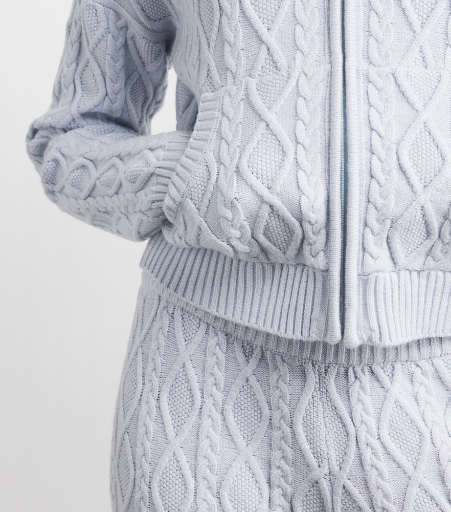 Cable-Knit Snow Bunny Zip-Up Hoodie ZEN BLUE Image 6