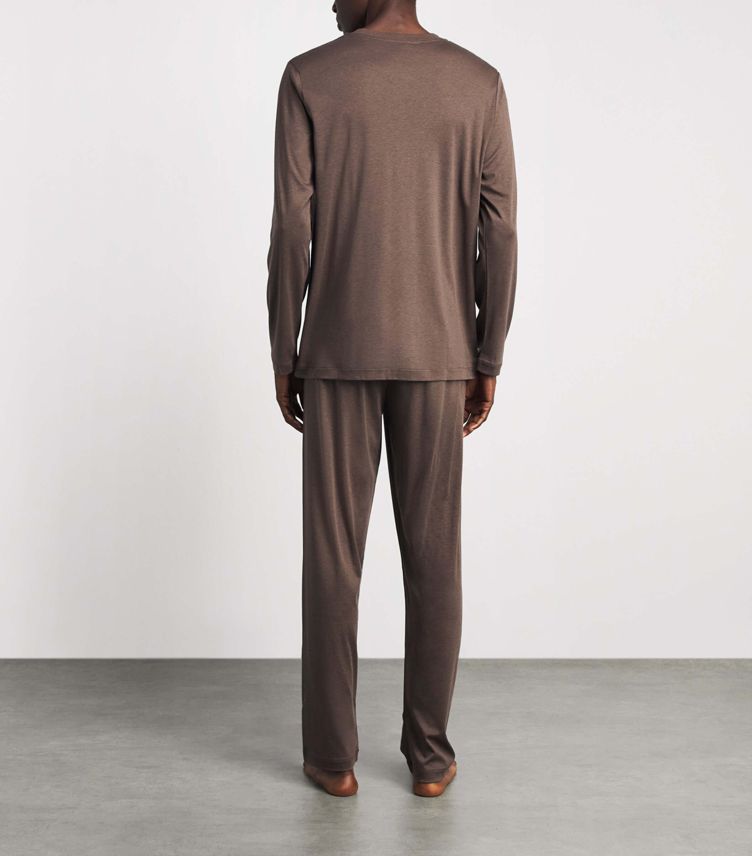 Zimmerli Mens Sea Island Cotton Pyjama Bottoms Brown Melange Image 4