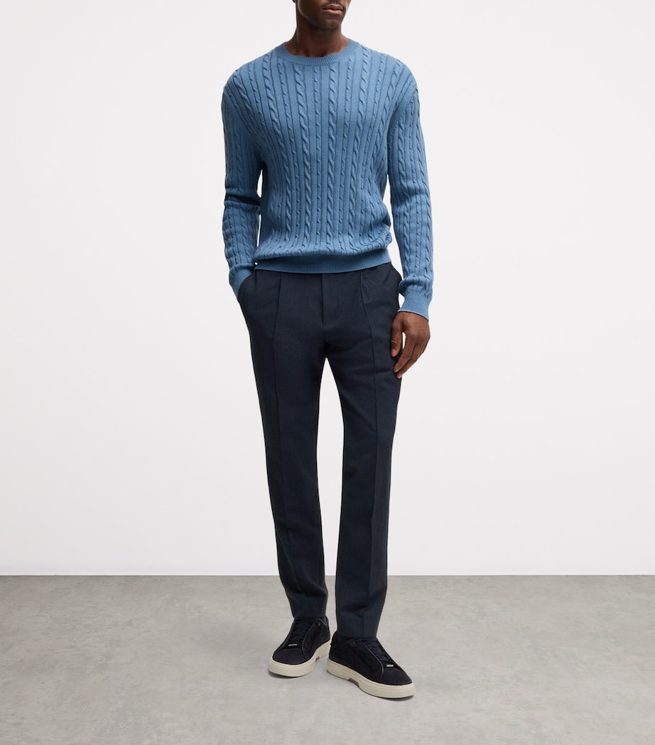 Wool-Blend Seersucker Drawstring Tailored Trousers 404 Image 6