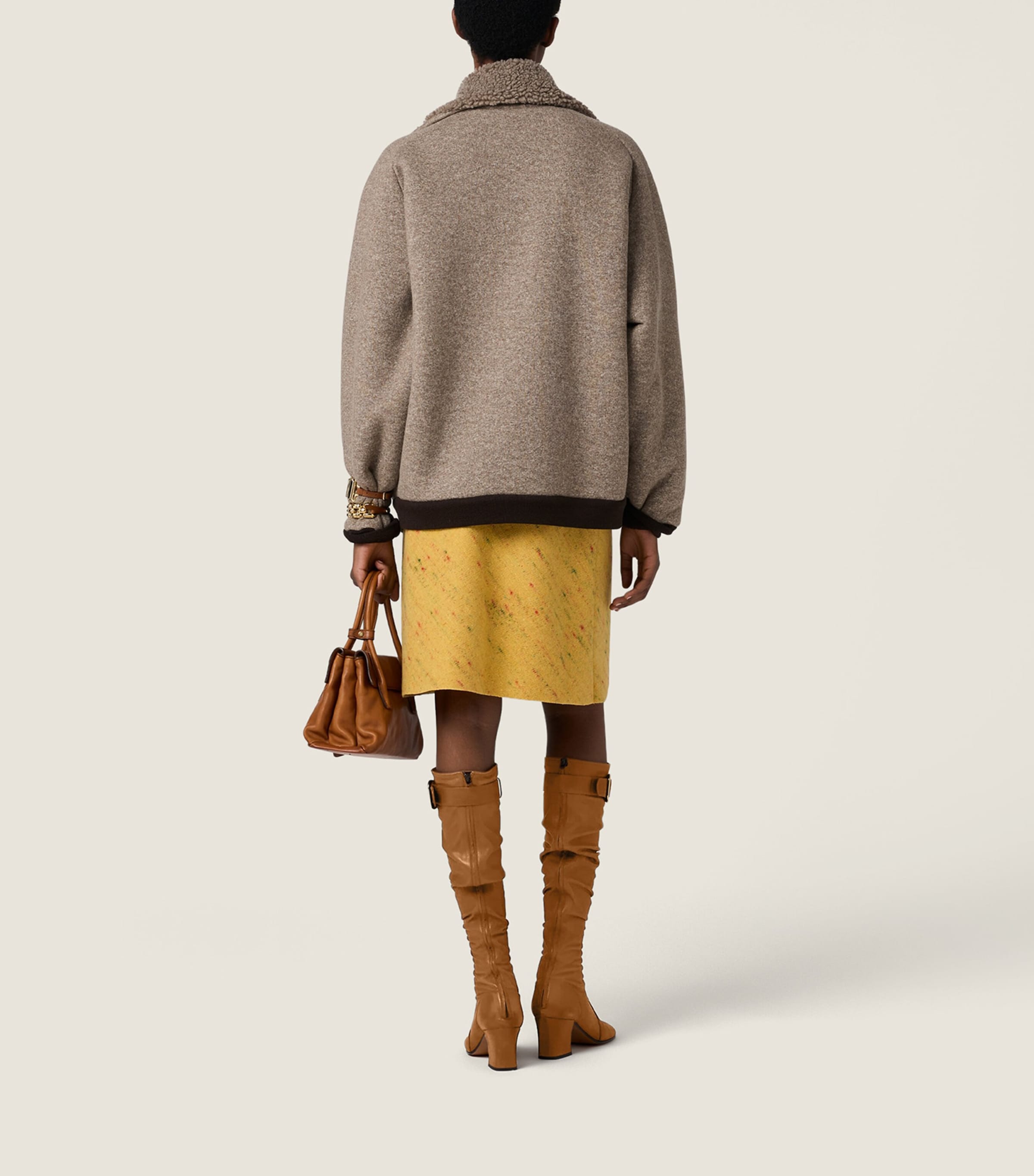 Faux Shearling-Trim Jacket F0065 Image 6