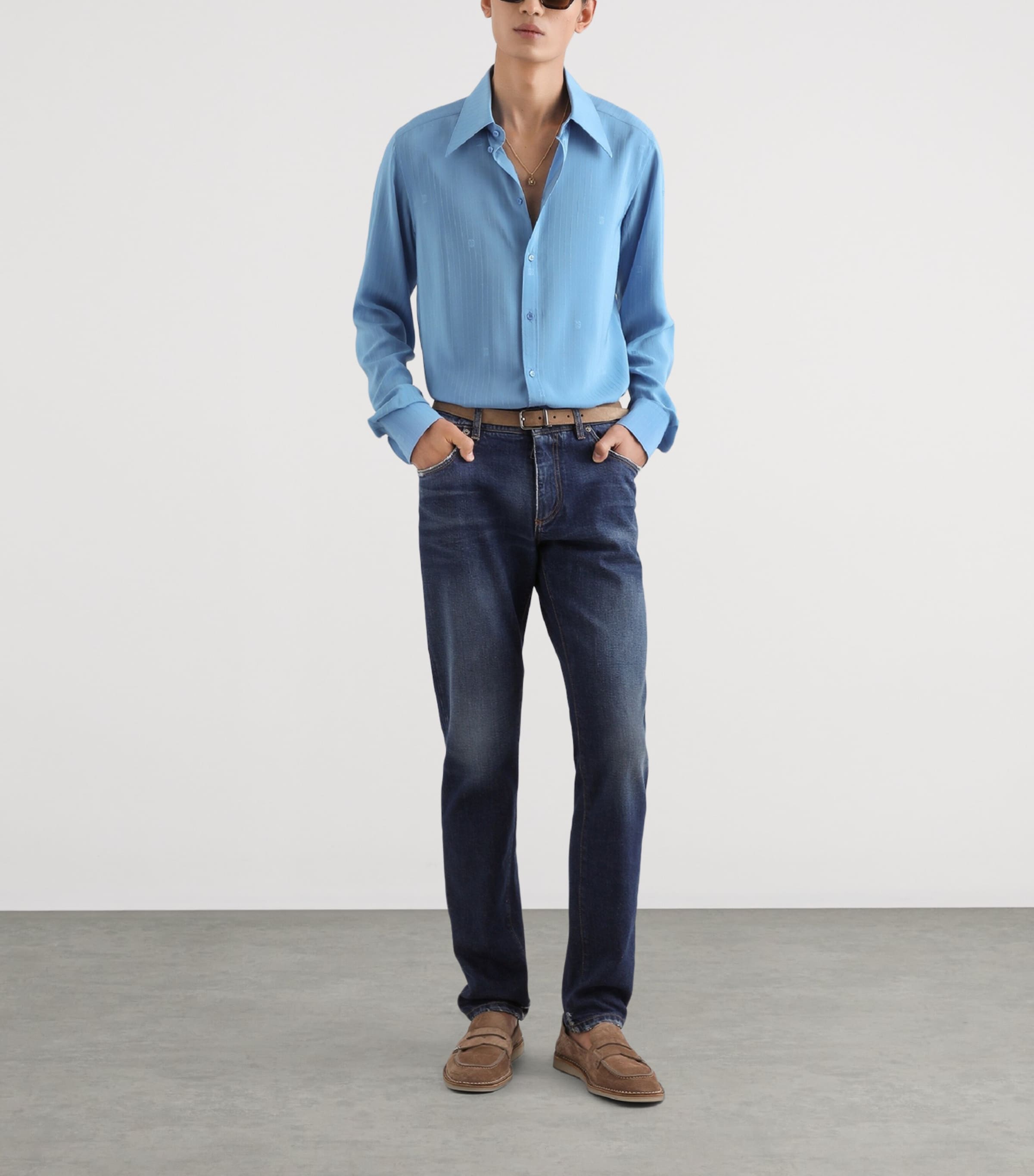 Dolce&Gabbana Mens Slim Logo-Patch Jeans Combined Colour Image 2