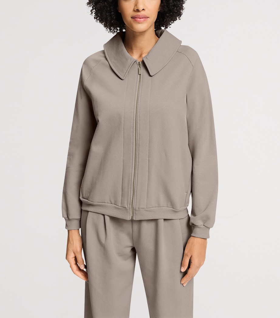 Hanro Womens Cotton Natural Living Cardigan Rose Grey Image 4