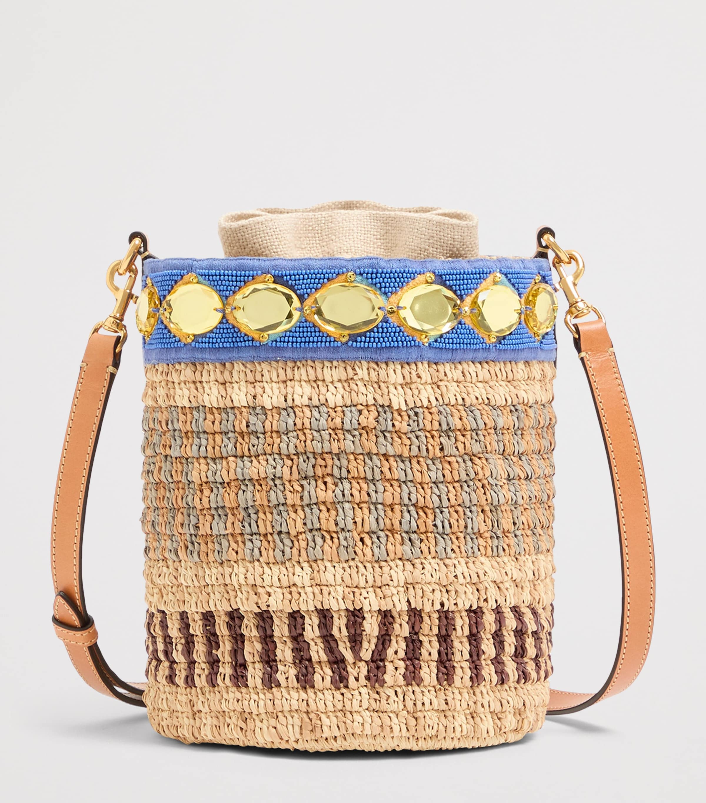 Valentino Garavani Small Raffia Embellished Bucket Bag Image 3