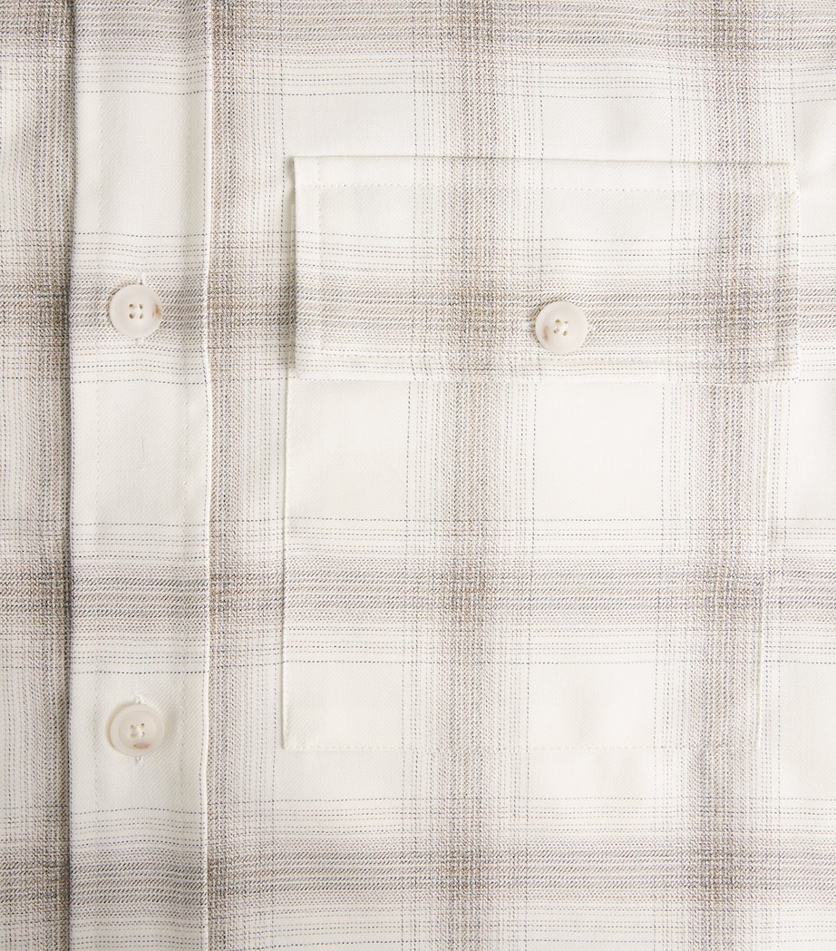 BOSS Mens Virgin Wool-Cotton Check Shirt Open White Image 6