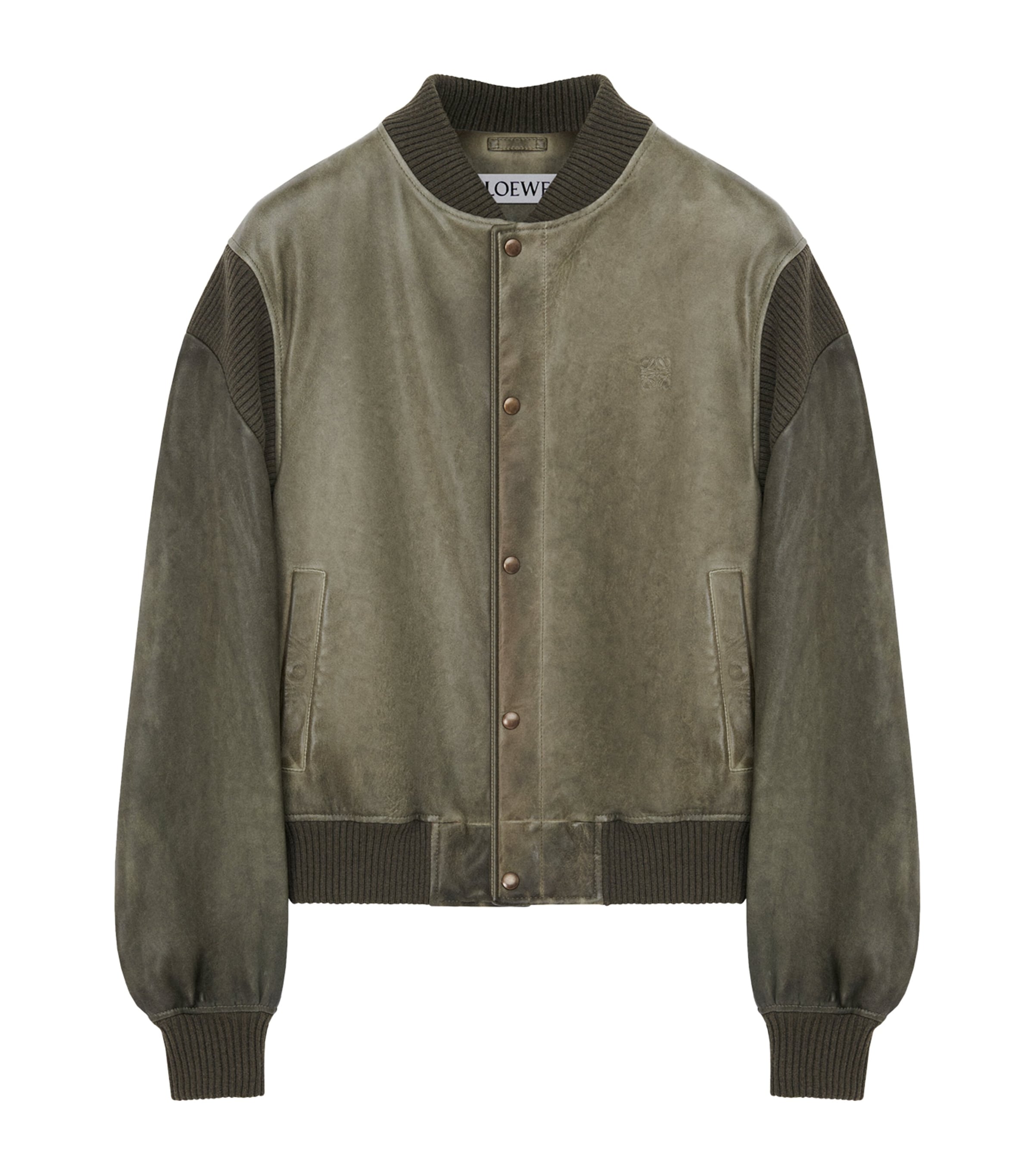 Nappa Leather Bomber Jacket KHAKI GREEN Image 1
