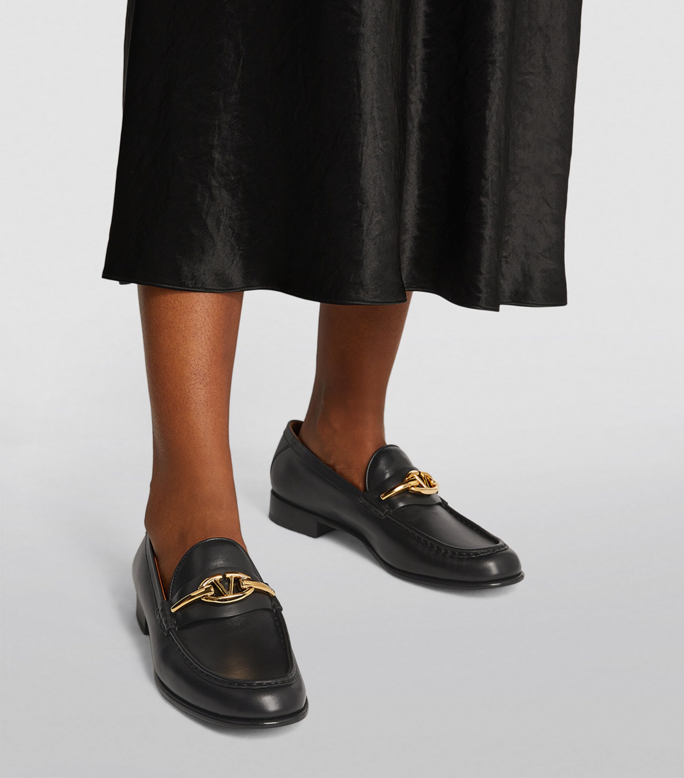 Valentino Garavani Leather VLOGO Gate Loafers | Harrods US