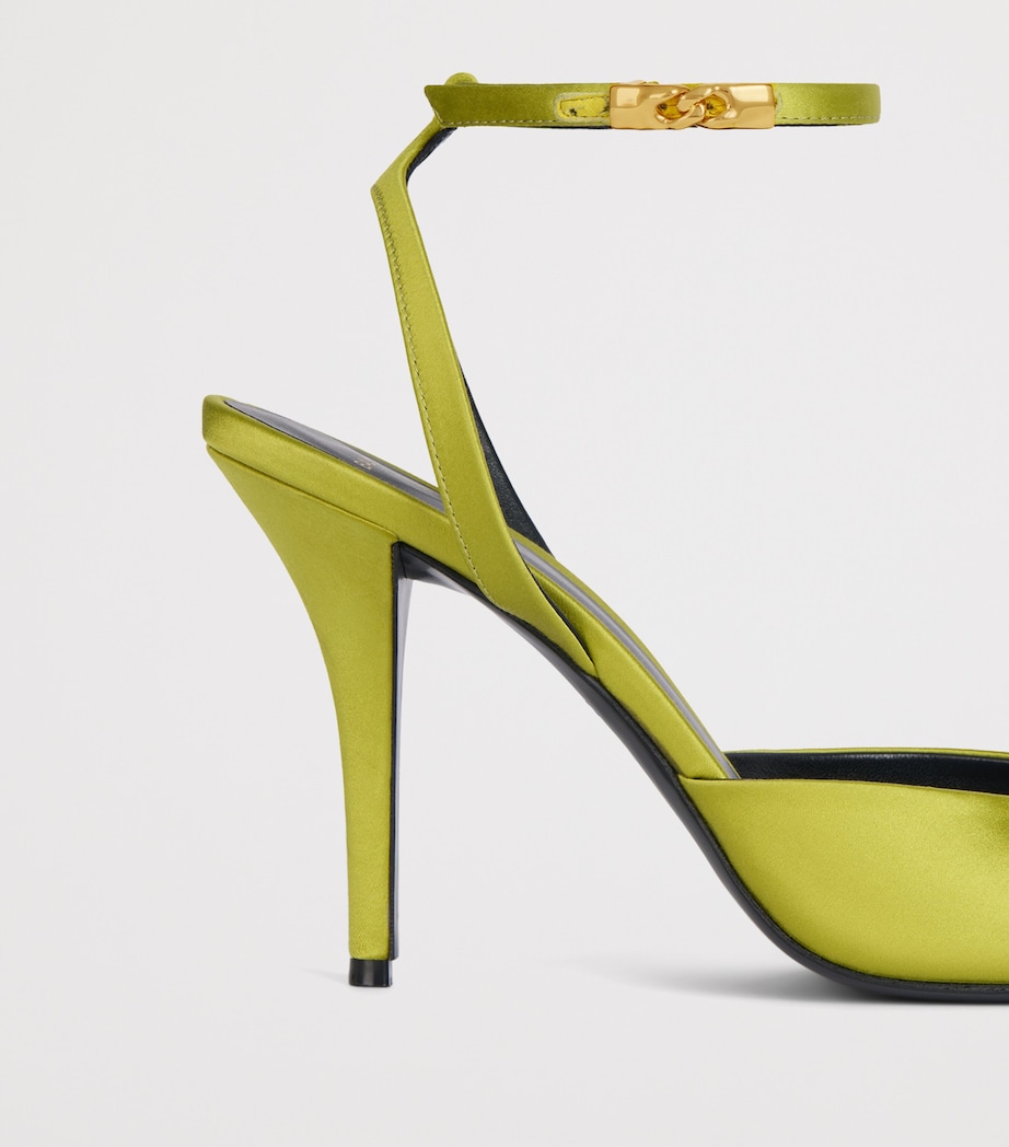 Balmain Silk Strappy Pumps 95 Chartreuse Image 7