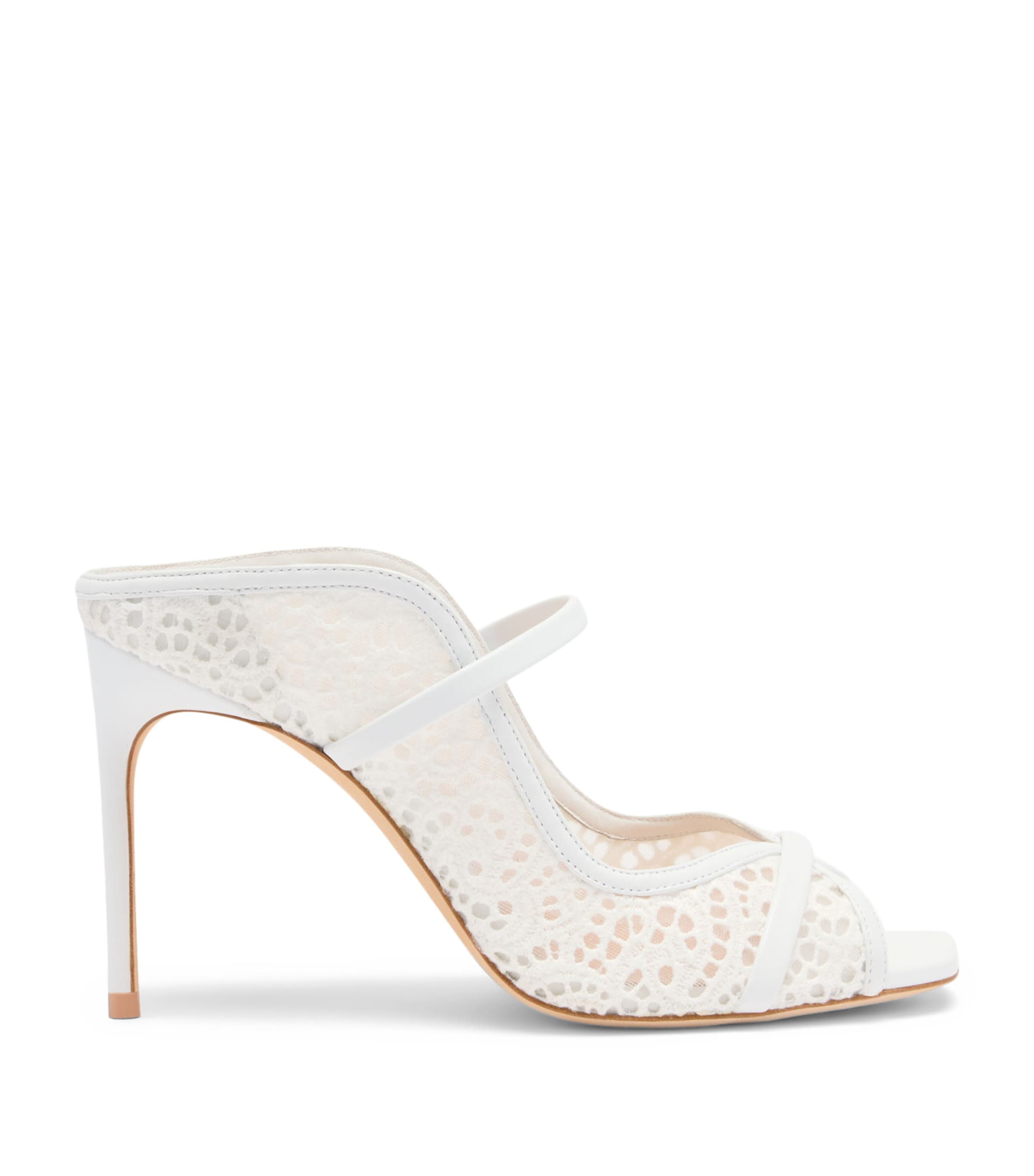 Malone Souliers Broderie and Mesh Noah Heeled Mules 90 White Image 1
